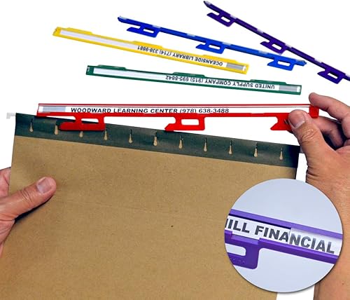 Ultimate Office MagniFile - Pestañas colgantes insertables para carpetas de archivos. Índices que duplican el tamaño de tus títulos de archivo para