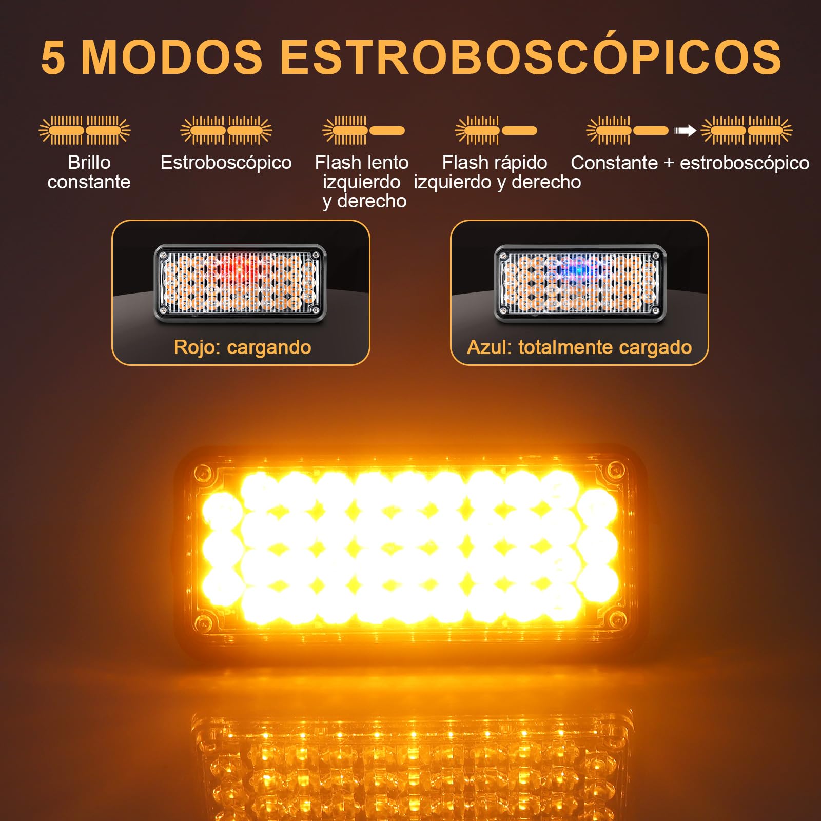 Dinfu LED faro giratorio batería, luz de advertencia amarillo 12V imán inalámbrico 12v luz amarilla led intermitente con 5 modos estroboscópicos intermitentes para coche camión tractor coche camión