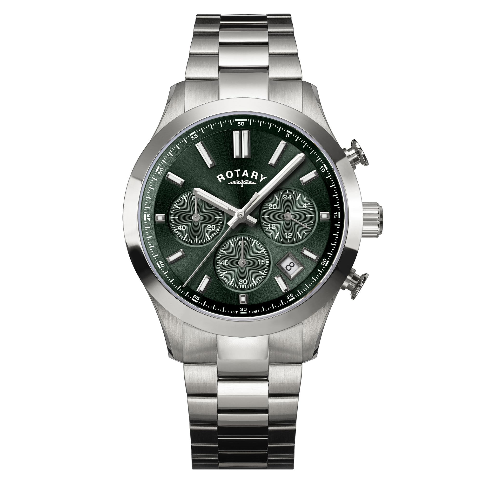 Rotary Heritage męski zegarek z chronografem ze stali nierdzewnej