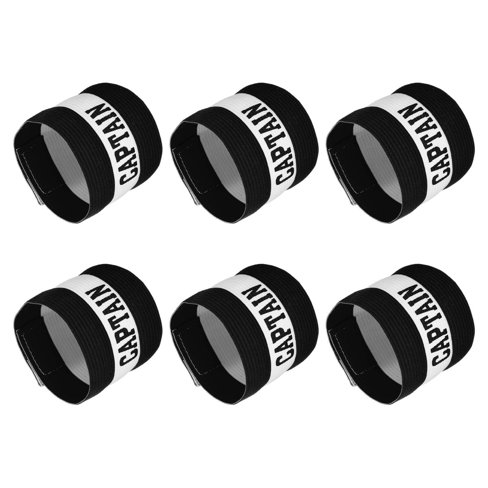 YOKIVE 6 Pcs Captain Armband, Nylon Protective Arm Badge, Adjustable Flexibility, Great for Team Training Competitions (Black