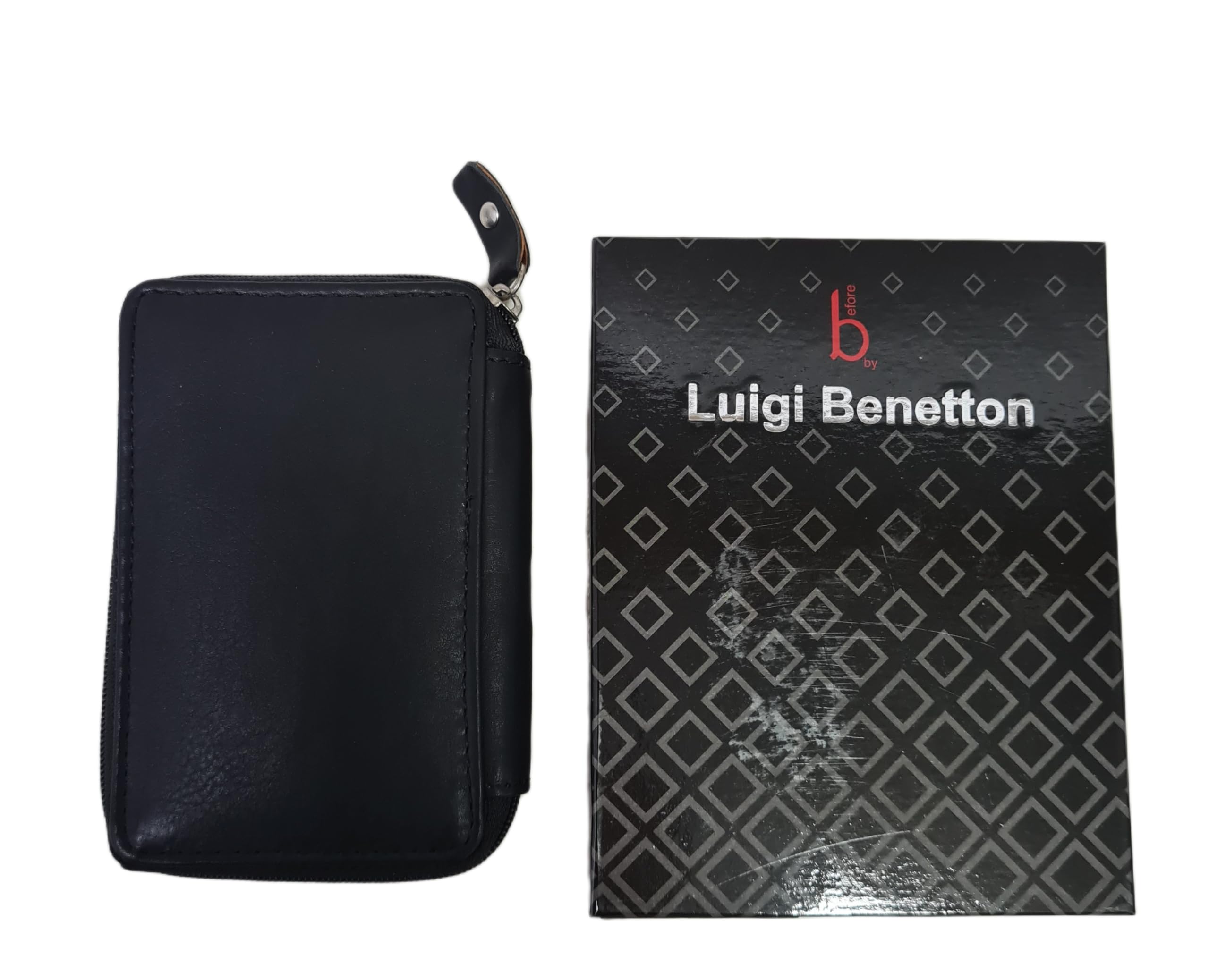 Portachiavi Per Uomo e Donna, Vera Pelle Con Cerniera, 8 Ganci e Tasche, Con Scatola Regalo Dimensioni 12X7,5X2 cm ART. 3106 Marchio Luigi Benetton