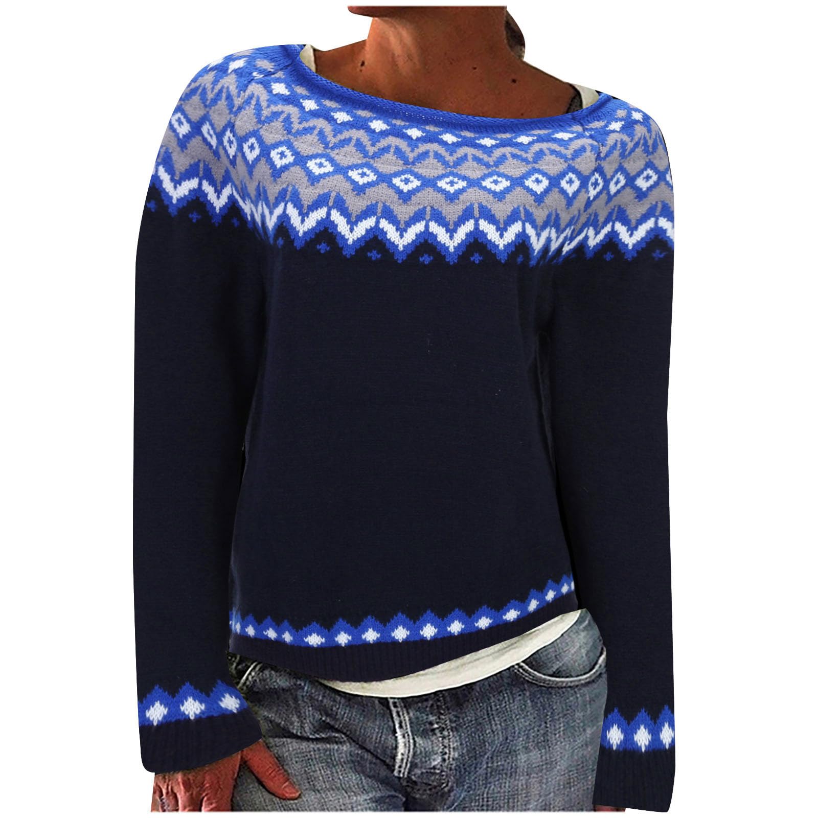 Maglioni caldi da donna Fair Isle a maniche lunghe per le vacanze maglioni abbinati per coppie tunica fantasia brutto lavorato a maglia casual vintage alla moda maglioni da donna per autunno e inverno