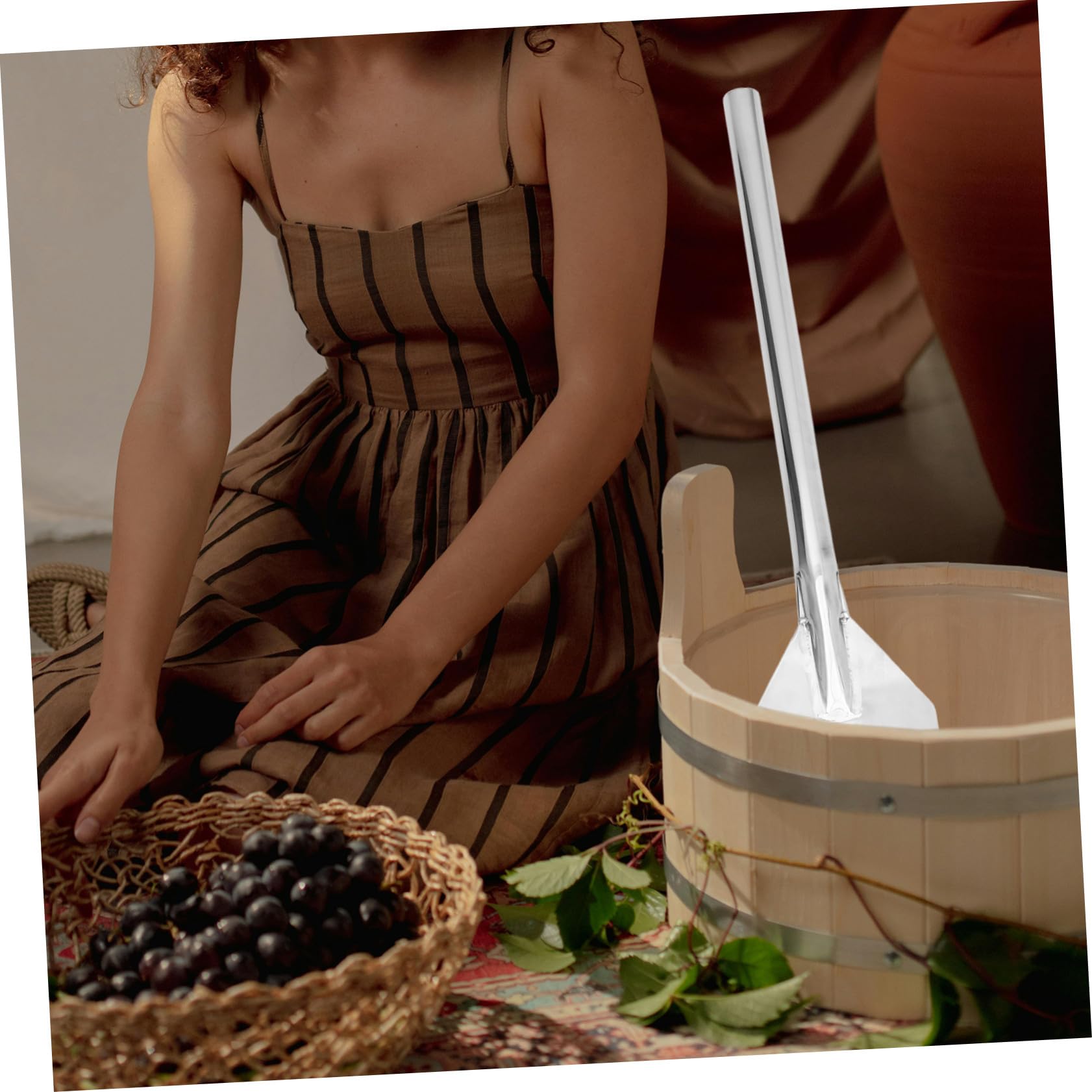Paleta Mango Largo Mezcladora de 24 Pulgadas de Acero Inoxidable para Cocina Profesional y Elaboración de Cerveza, para Grandes Lotes y Fermentación
