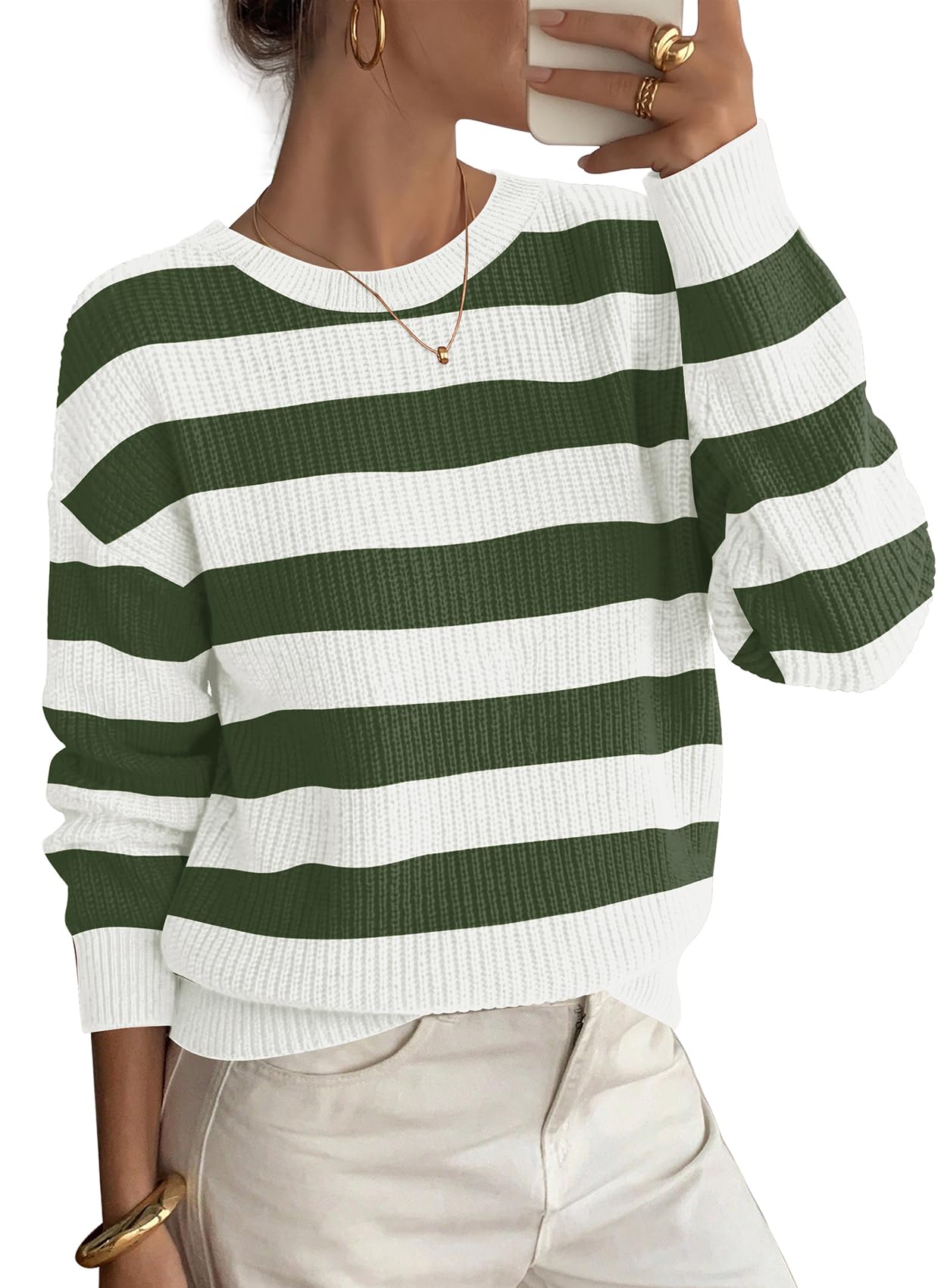 WIHOLL Sweaters for Women Crew Neck Long Sleeve Fall&Winter Outfits Fashion | fall tops,travel outfits,sweaters for women trendy,long sleeve tops,winter outfits,teacher outfits for women
