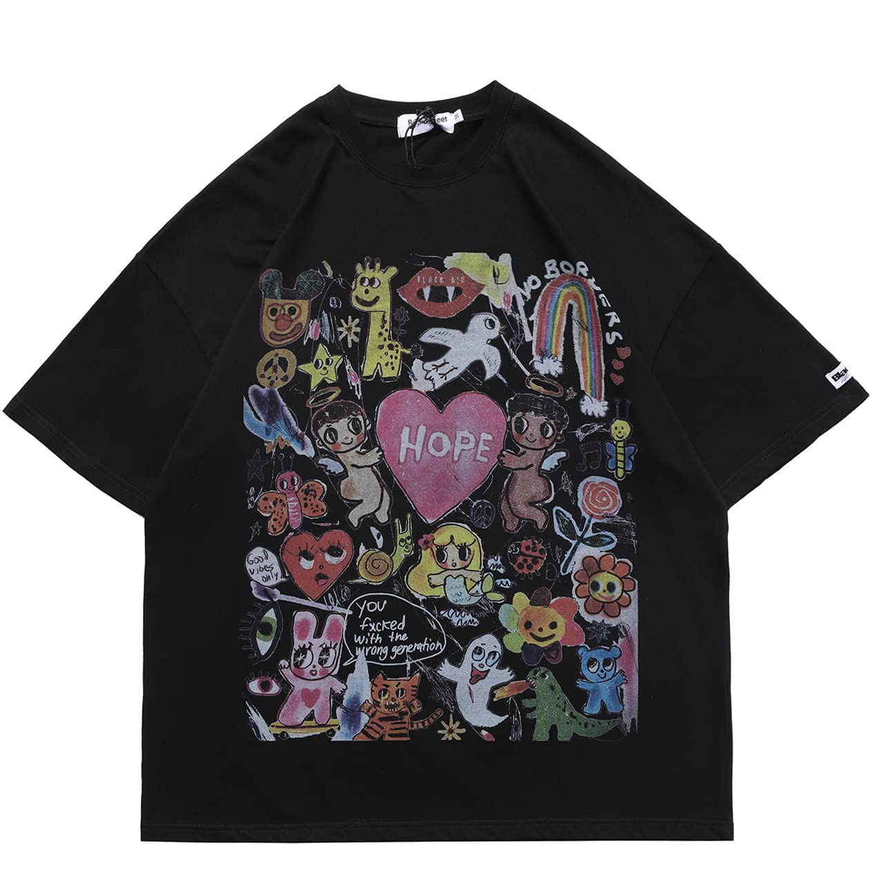 T-Shirt Streetwear Aesthetic Graphic Eyes Relaxed Tee Shirt Men Unisex