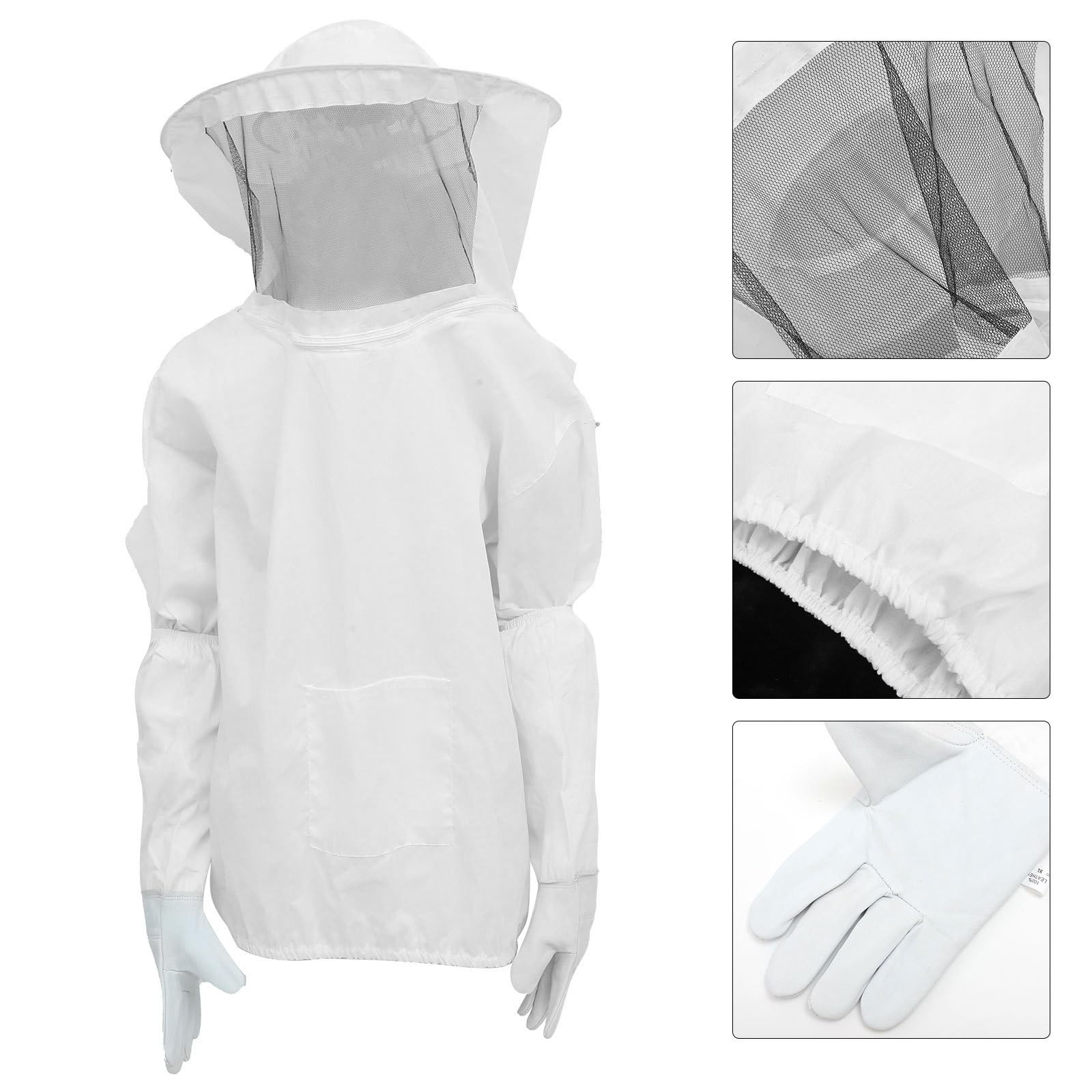 YARNOW Imkeranzug mit Imkerhandschuhen aus Strapazierfähigem Polyester und Wildleder Atmungsaktiver Imkerhut mit Schutznetz Bienenstichschutz für Imkerei und Bienenzucht