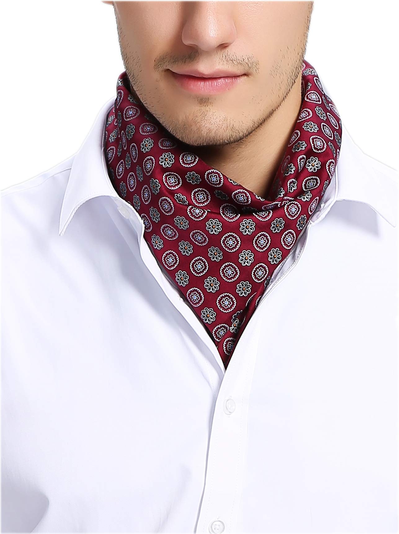 Prettystern Men's Dark-Red Dotted Pure Silk Square ´S Bandana Neckerchief Head-Scarf No.9