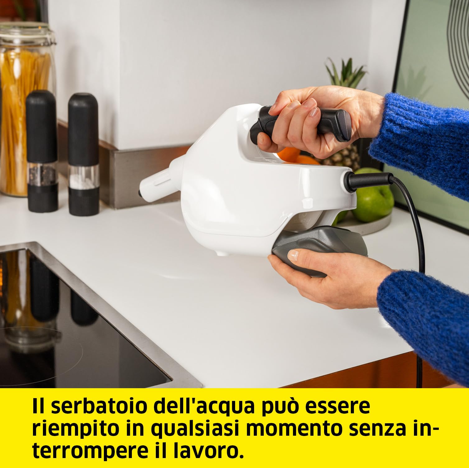 KÄRCHER Pulitore a Vapore SC 1 Multi & Up, Tempo di riscaldamento: 30s, Potenza di riscaldamento: 1.300 W, rimuove fino al 99,99% di germi e batteri, Potenza superficiale: 30 m², Serbatoio: 200 ml