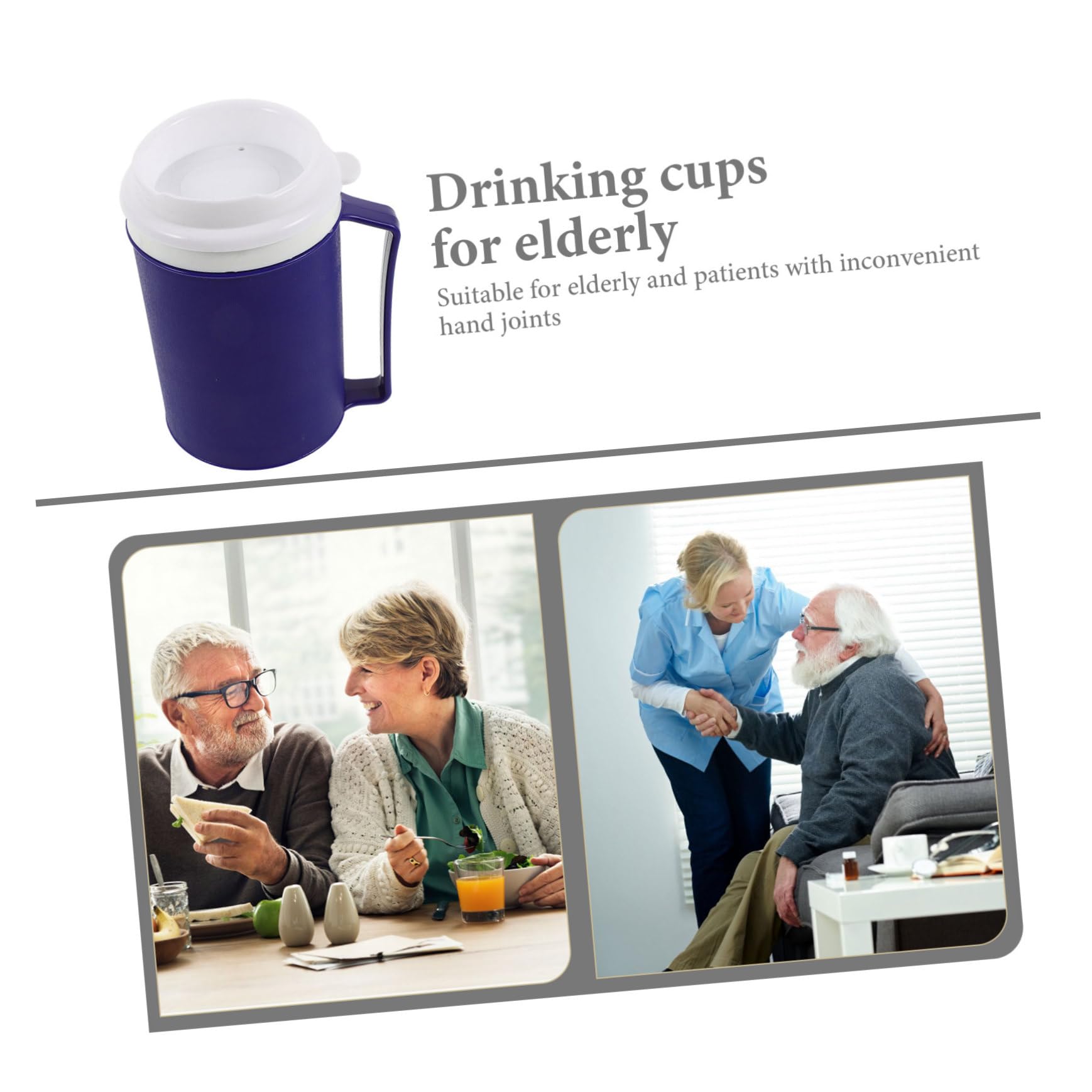 Healvian 4piezas Taza Antigoteo Para Pacientes Discapacidad Vaso Para Ancianos y Movilidad Reducida Para Sopa Agua y Porridge Capacidad