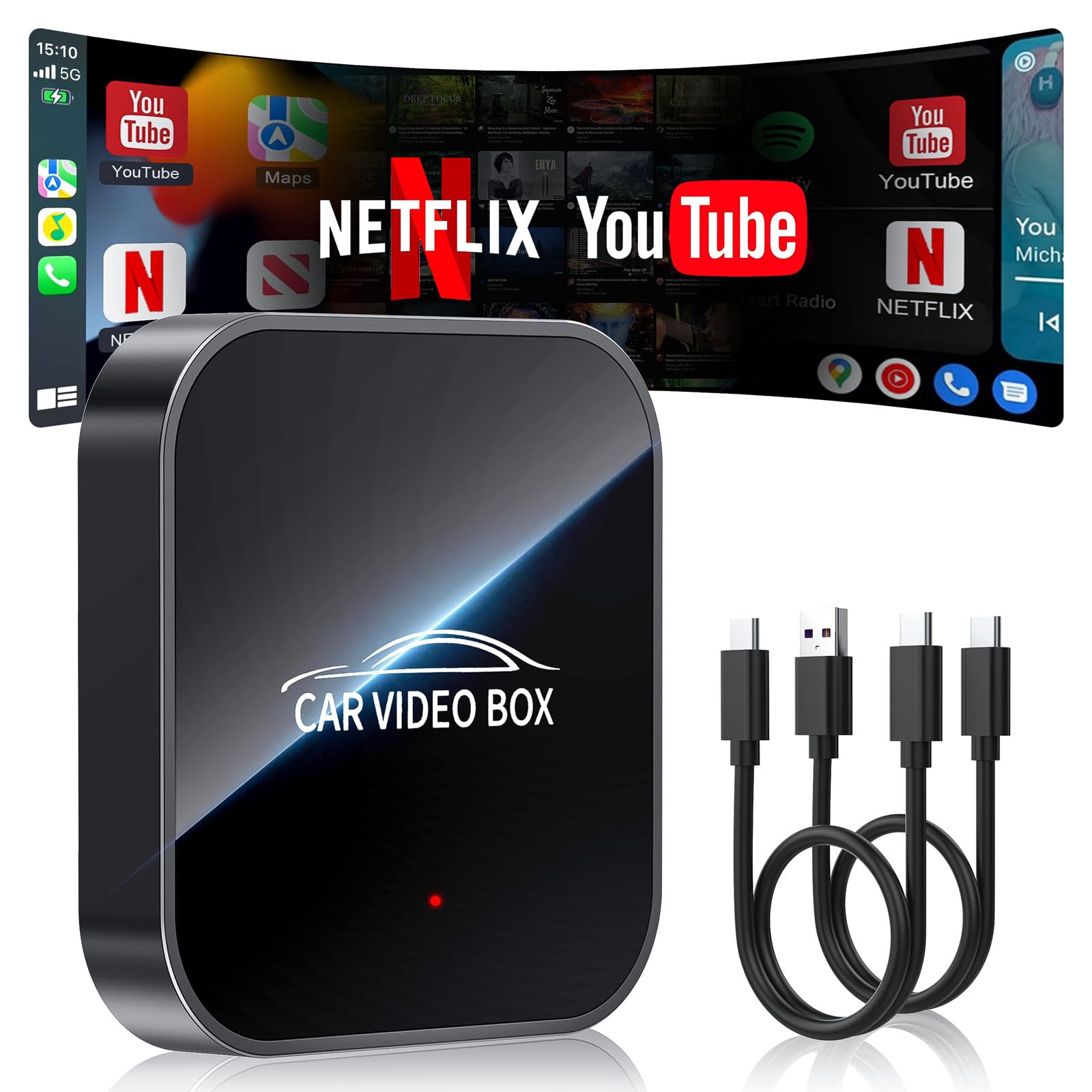Rocketek Wireless CarPlay & Android Auto Adapter mit YouTube/Netflix/TF-Karte