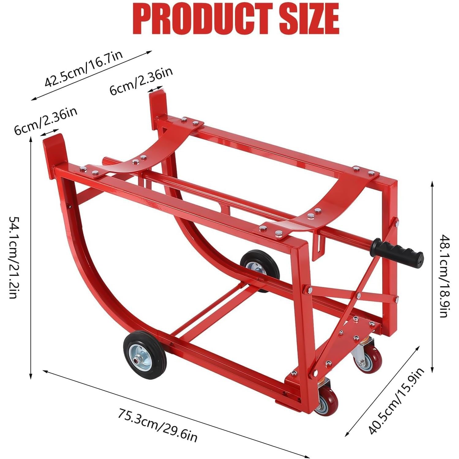 Supporto Mobile per Fusti con Ruote E Maniglia, Robusto Supporto in Acciaio per Fusti Rotondi, Ideale per Officina, Fabbrica, Garage, Magazzino