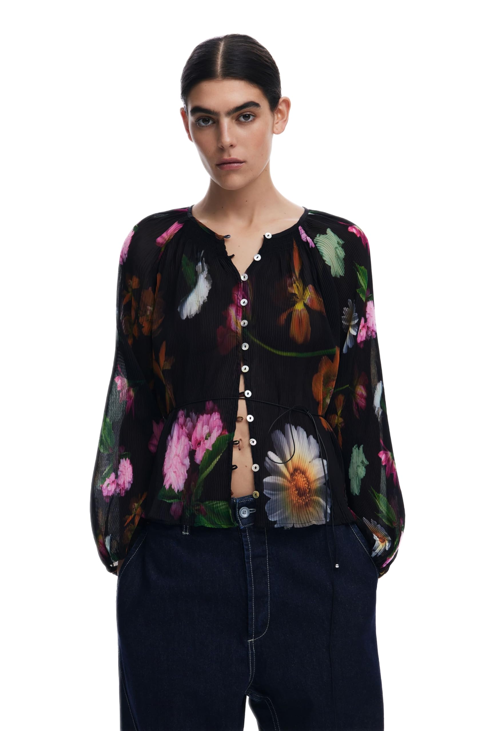 Desigual Momo Black Floral Blouse 25SWBW11