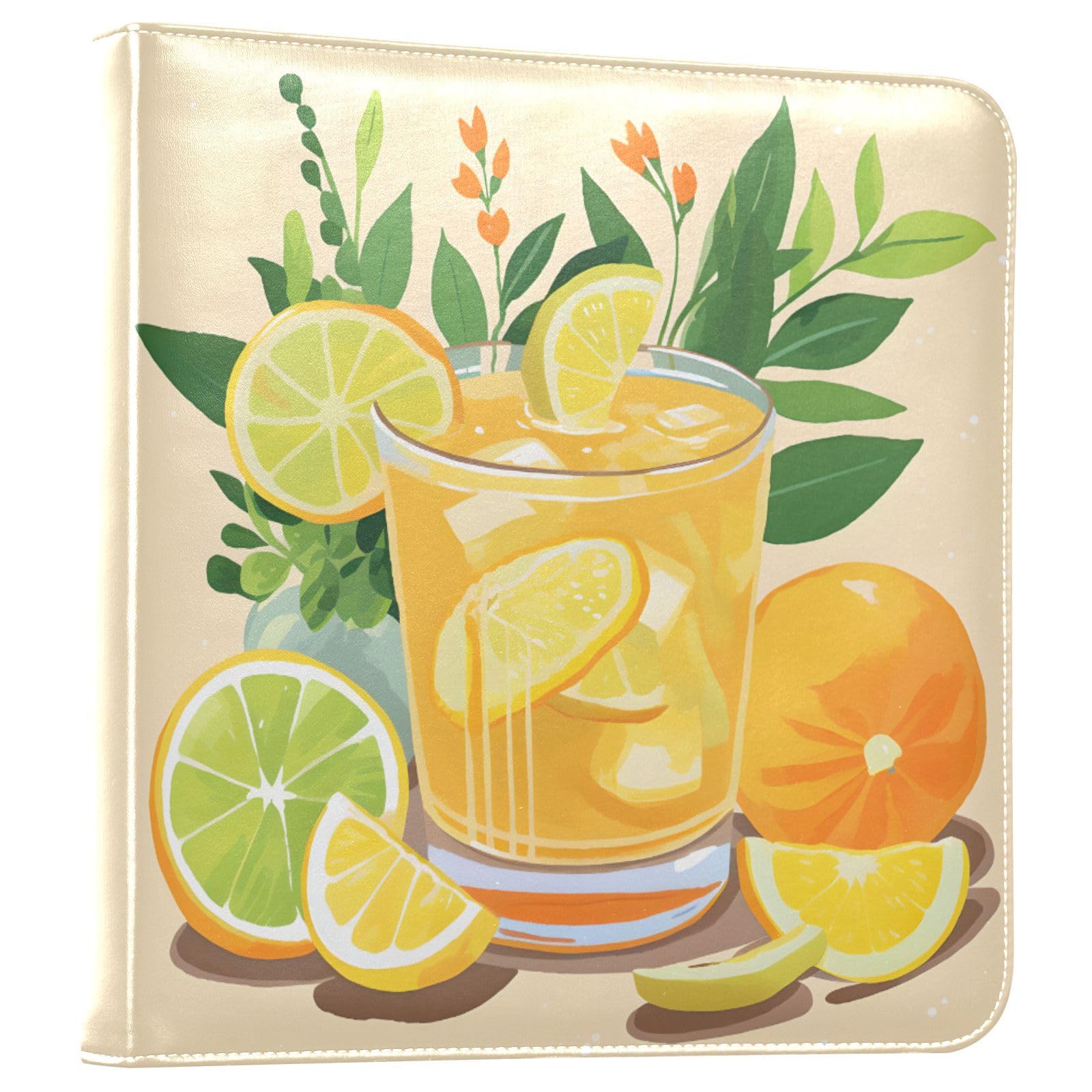 JIPONI Lemon Juice Large Photo Album, DIY Leather Cover Scrapbook Albums for 4x6 5x7 6x8 Pictures, Self Adhesive Memory Book for Wedding, Baby, Family