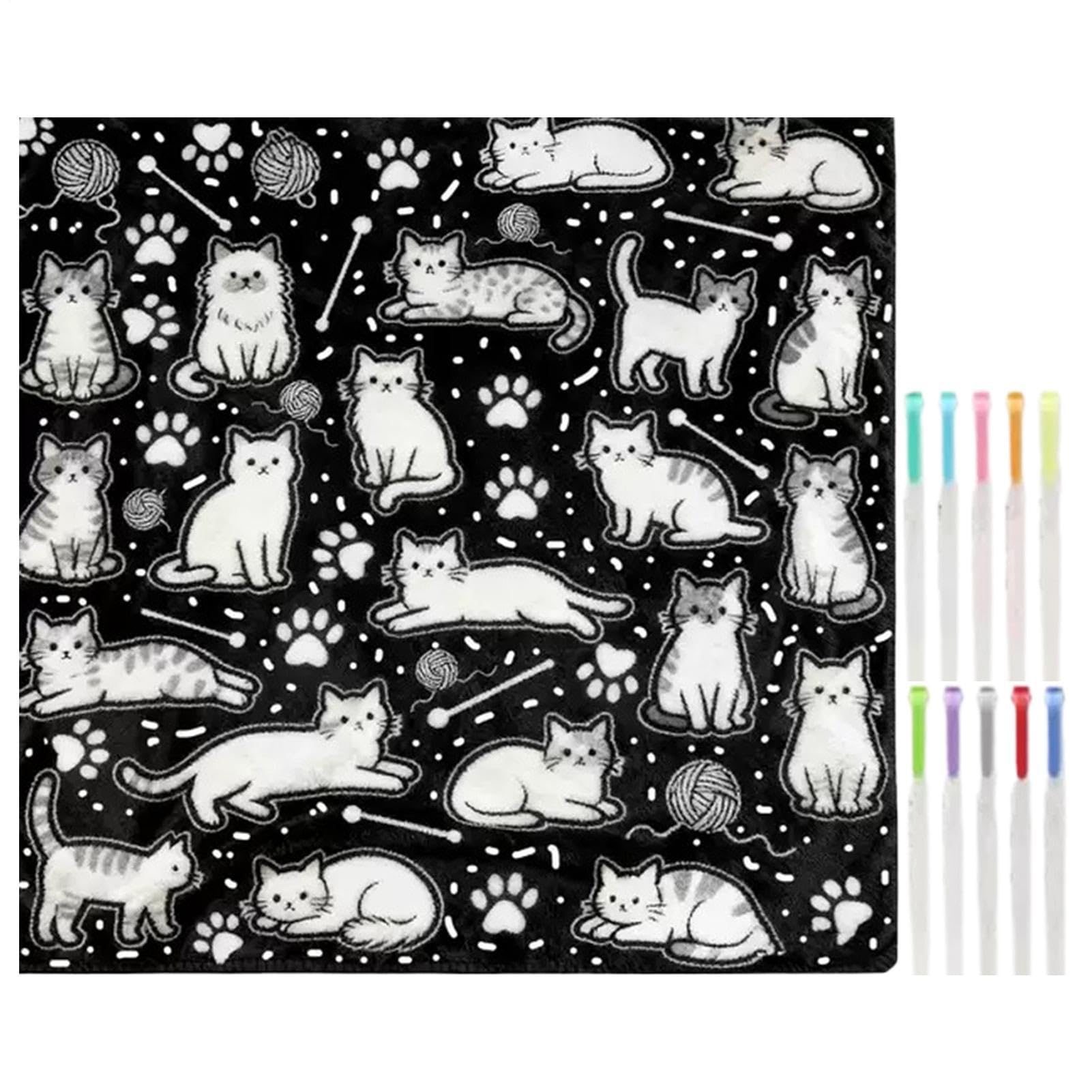 Generico Coperta da colorare fai-da-te con pennarelli Coperta da tiro per cani gatto 145x120 cm color le tue coperte Decorazioni per la casa