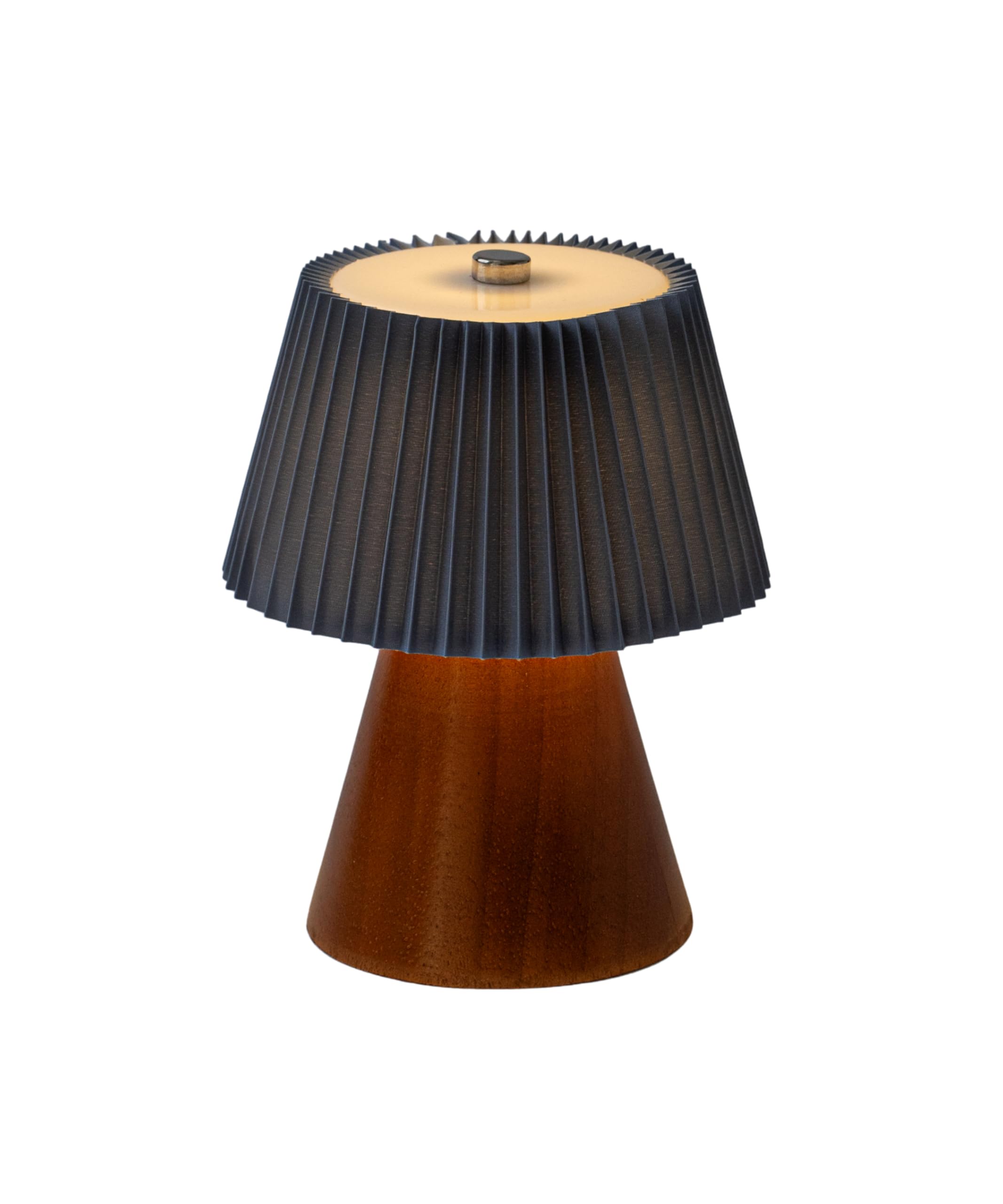 MELETΔ Pleated Shade LED Table Lamp β Midnight Blue, Battery-Operated, Warm White Light β Cordless Bedside or Desk Light, Decorative Lighting for Bedroom, Lounge, Dining Table β Aesthetic Gift
