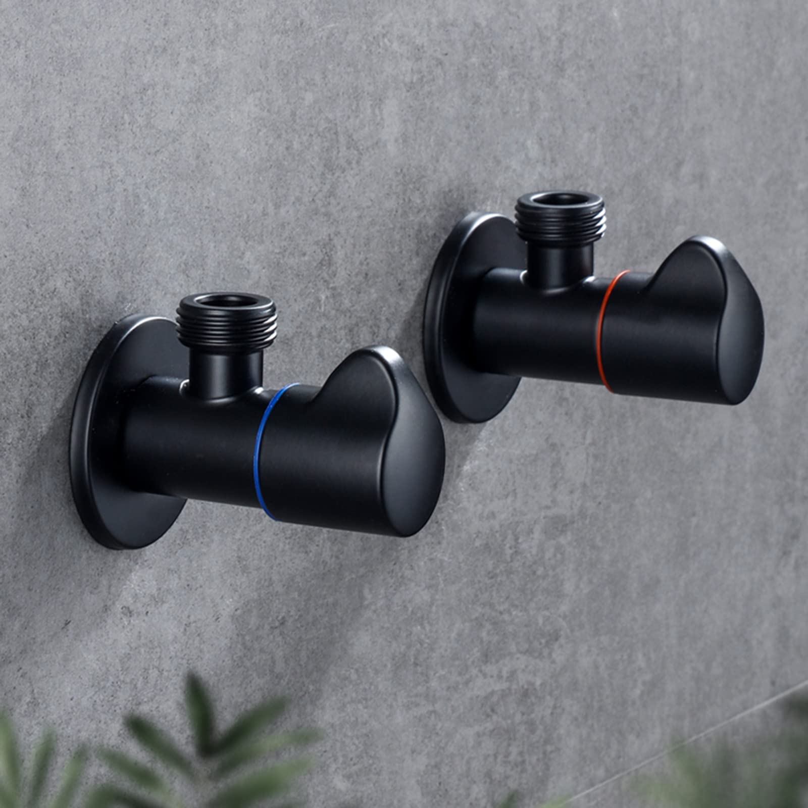 Eckventil 1/2 Zoll Ventil G1/2 Zoll Messing Wandmontage Küche Badezimmer Anschlussventil Wasserhahn Messing Eckventil Wasser Dusche Umstellventil 1/2 Zoll, Schwarz D ((Black a)