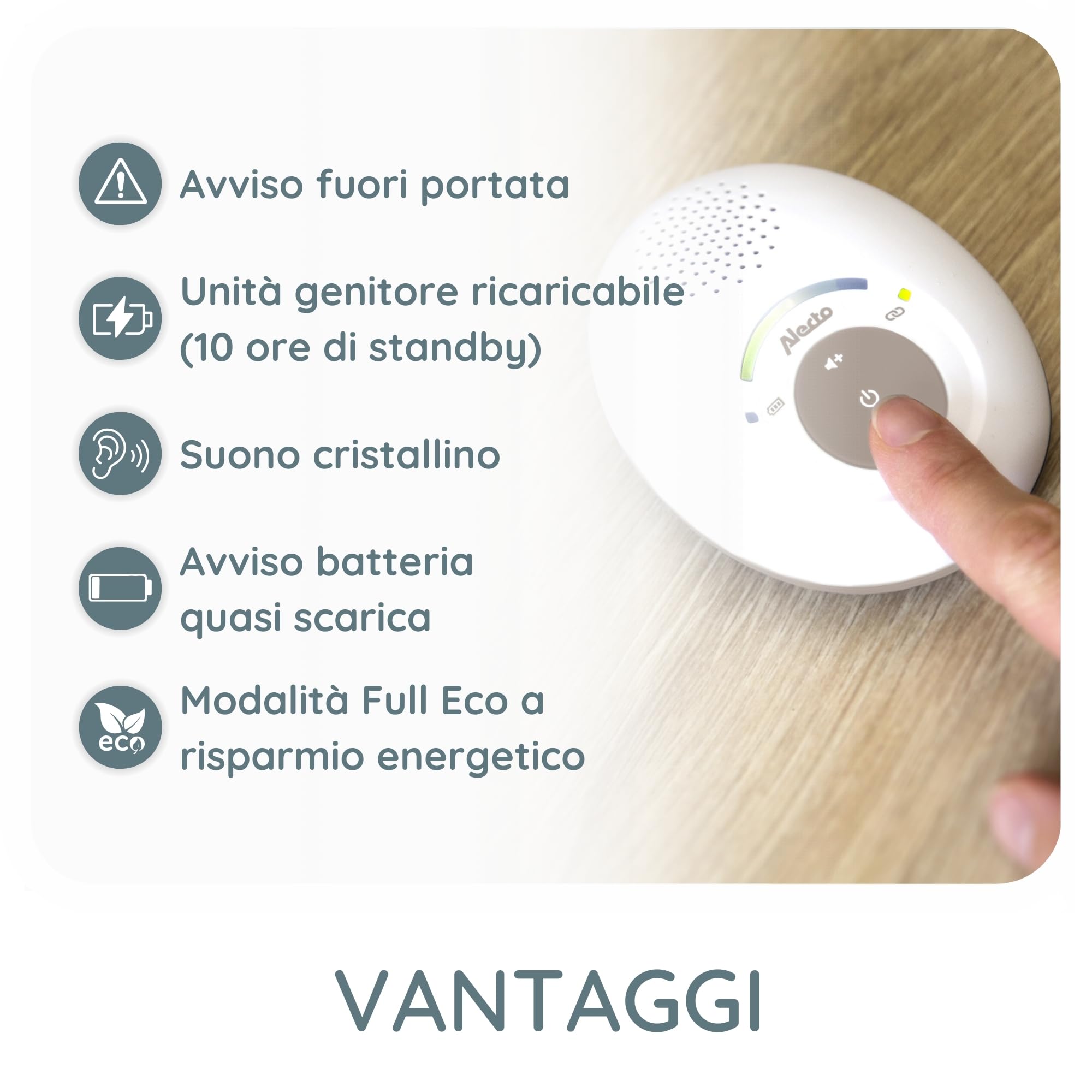 Alecto DBX110BE - Full Eco DECT Babyfoon - Wit/Beige