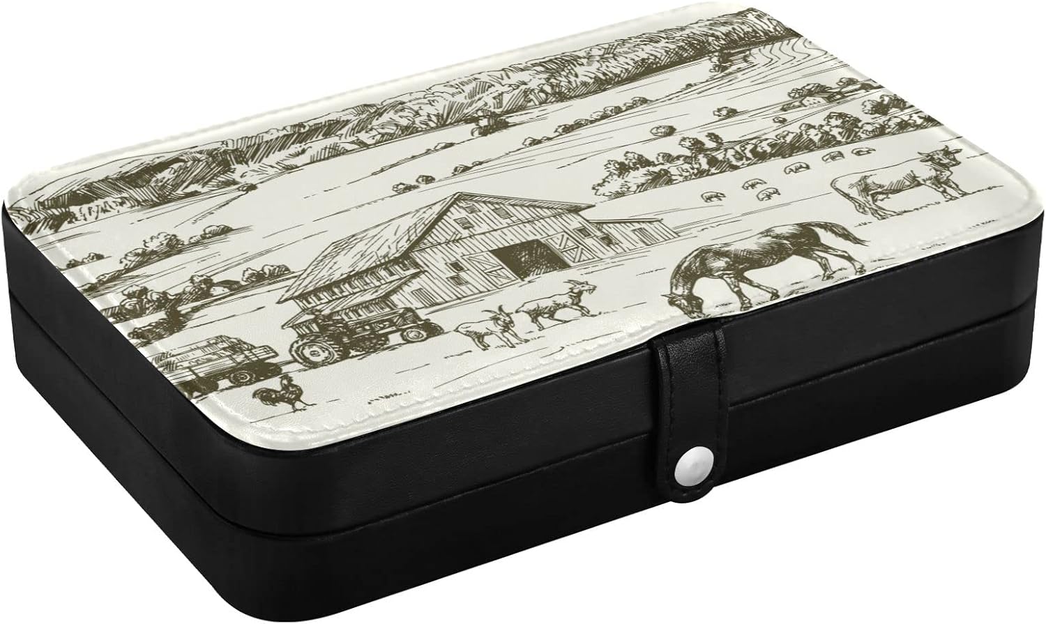 Jewelry Box Portable Travel Jewelry Organizer Storage Western Farm Animals Jewelry Travel Case for Necklace, Earrings, Rings, Bracelet