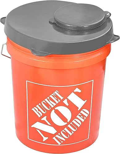 Skywin Tapa de almacenamiento con boquilla fácil de verter para cubo, tapa de goma gris para contenedores de almacenamiento de pellets de madera, Skywin Tapa de almacenamiento con boquilla fácil de verter para cubo, tapa de goma gris para contenedores de almacenamiento de pellets de madera,