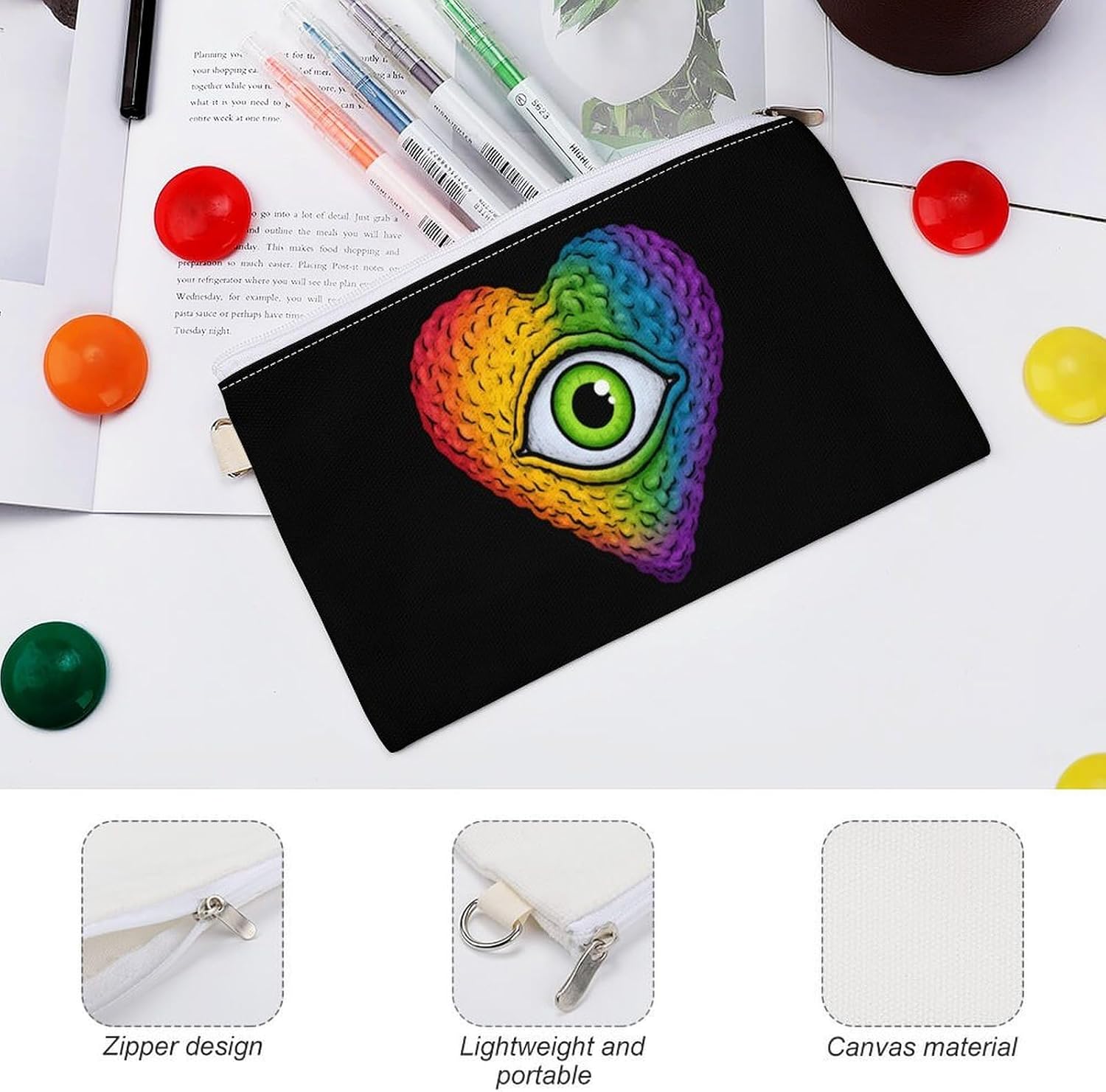 Rainbow Heart All-Seeing Eye Coin Purse Change Purse Pouch Wallet