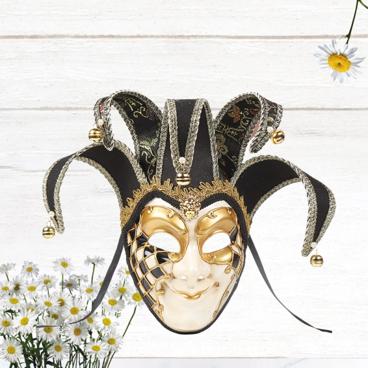 Levemolo Máscara Veneciana de Cara Completa Negra para Carnaval y Fiesta de Mascarada, Material Plástico y Tela, Cómoda Olor para Actuaciones y Disfraces