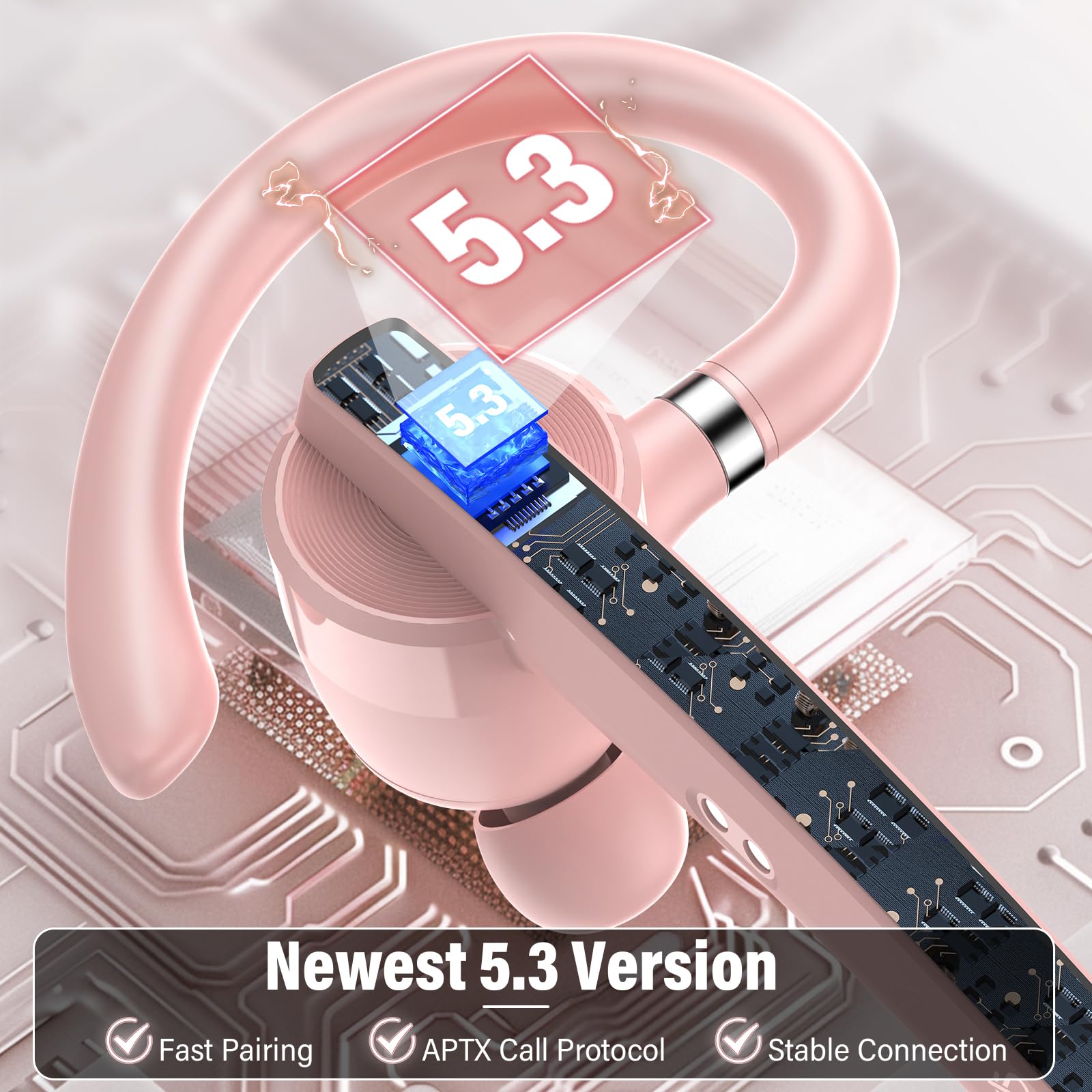 Oreillette Bluetooth THUNELEC 90H - Bluetooth 5.3, Double Micro à Réduction De Bruit, Autonomie 90h, étanche IPX7, Pour Bureau/conduite/sport