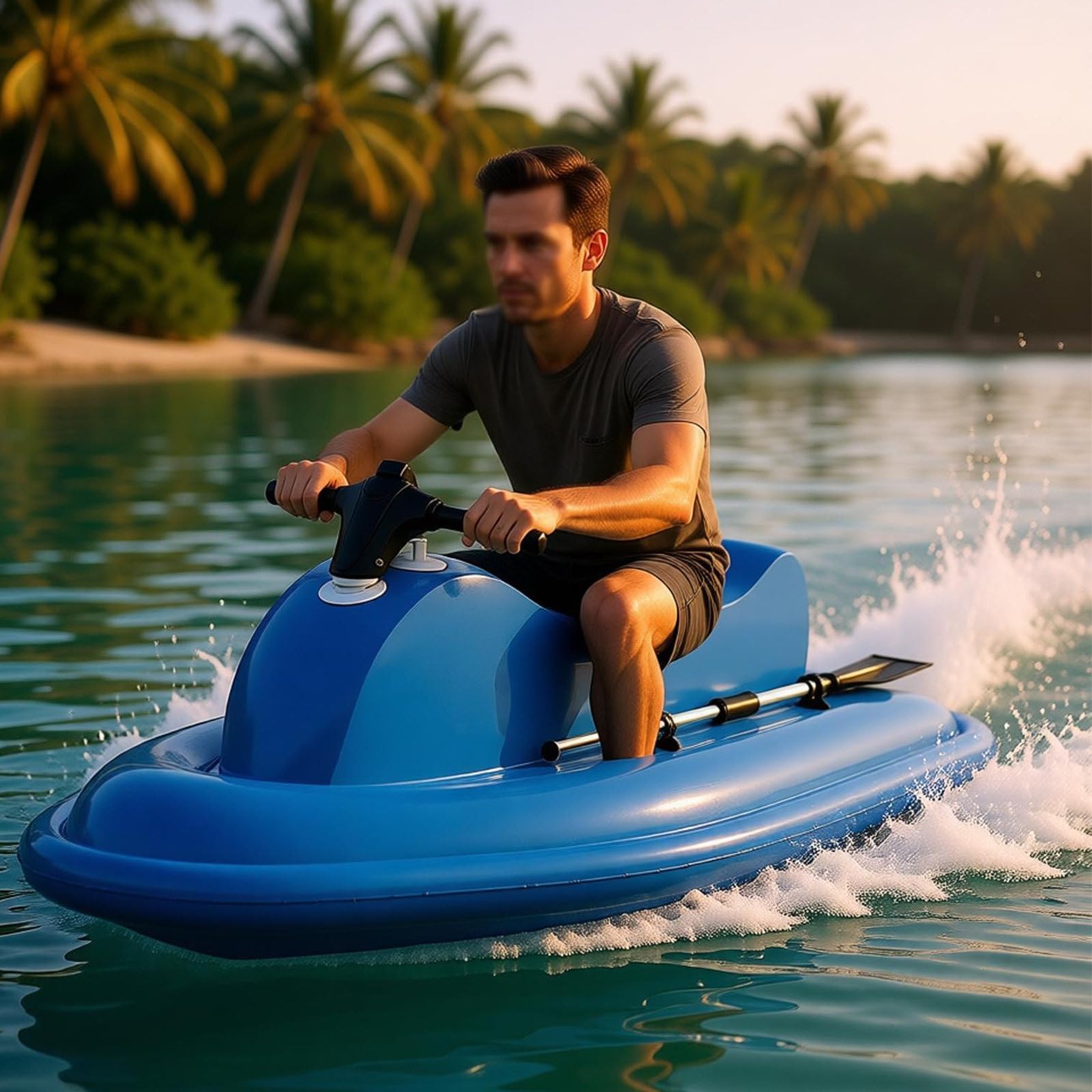LwiftGal Jet Ski Inflatable, Small Electric Boats One Person, Jet Boat For Adults, Diving Underwater 500w Scooter(Optional), 3-7km/H Speed, For Adults Sea Diving Lake Cruising Blue-Nothrusters