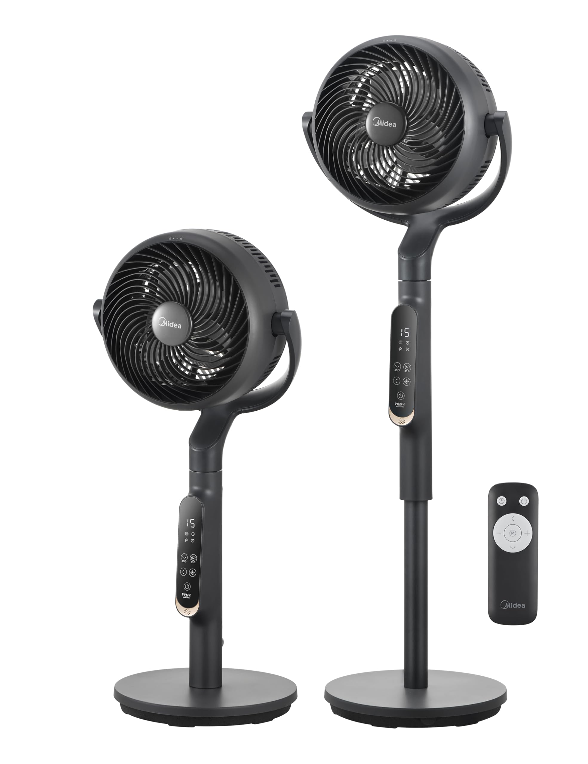 Midea Standventilator leise mit DC Motor FG18-26XRD(BL), 19 dB, 15 m Reichweite, Air Circulator, 78/110 cm höhenverstellbar, 15 Stufen, 3 Modi, 90° Oszillation, für Schlafzimmer, Büro & Wohnzimmer
