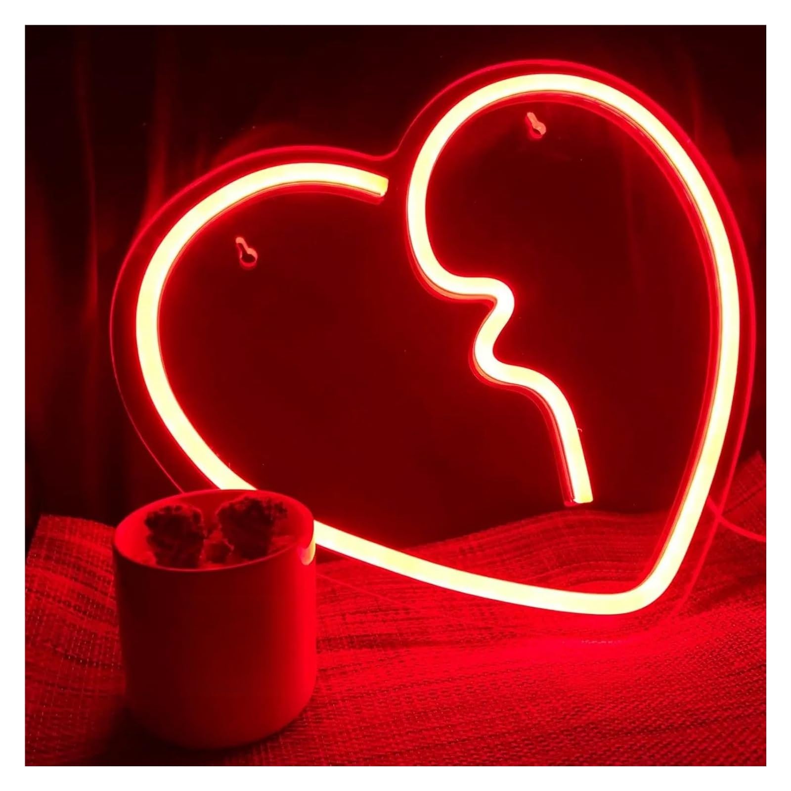 Wiszące neony artystyczne Złamane Serce Neon Led Light Love Atmosphere Do Sypialni Market Store Bar Dekoracja Ścienna USB Ściemnialny 30.5cmx35.5cm