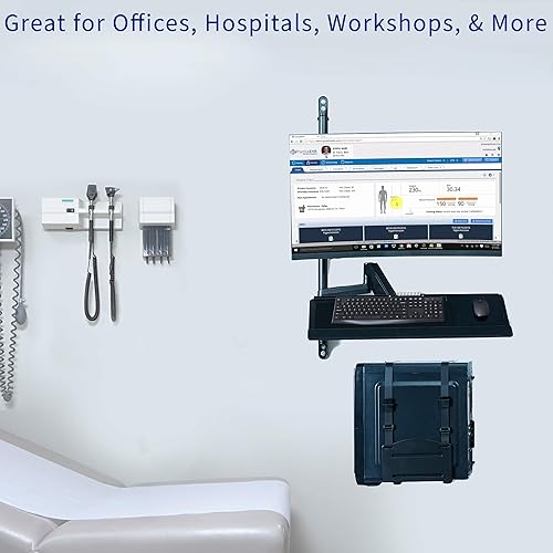 Miniatura 8 de VIVO Teclado de brazo de resorte neumático ajustable en altura ajustable, monitor, soporte de pared para CPU para 1 pantalla de hasta 32 pulgadas