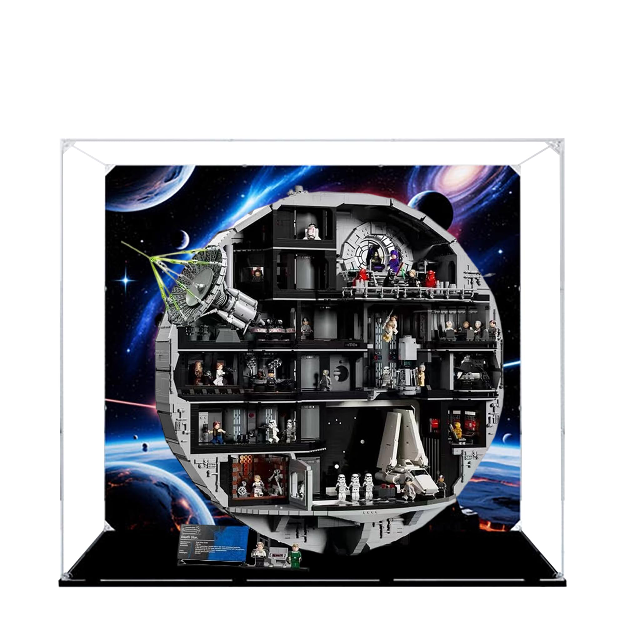 Acrylic Display Case for Lego 75419 Death Star Planet Model, 3mm Dustproof Display Box, Display Case Compatible with Lego 75419 (Model Not Included) (Background 3MM A)