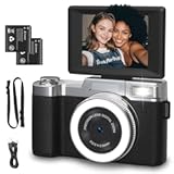 4K Digital Camera for Photography 64MP Vlogging Camera for YouTube with Flip Screen Point and Shoot Camera for Teens with Built-in LED Selfie Light Compact Camera for Beginners with Batteries
