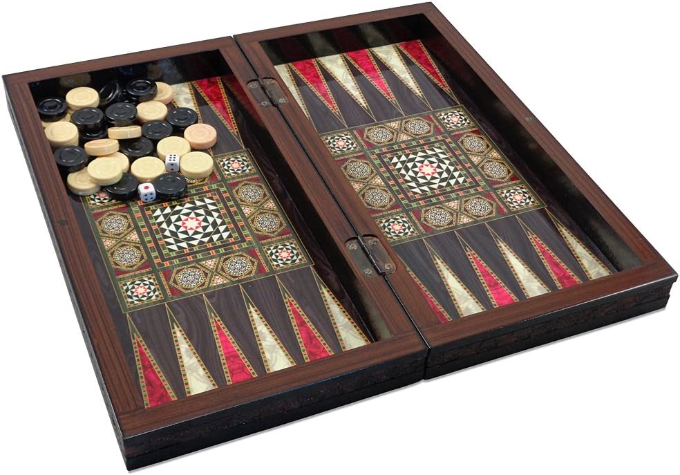 The 15'' Black Star Turkish Backgammon Board Game Set by shayniyenigun