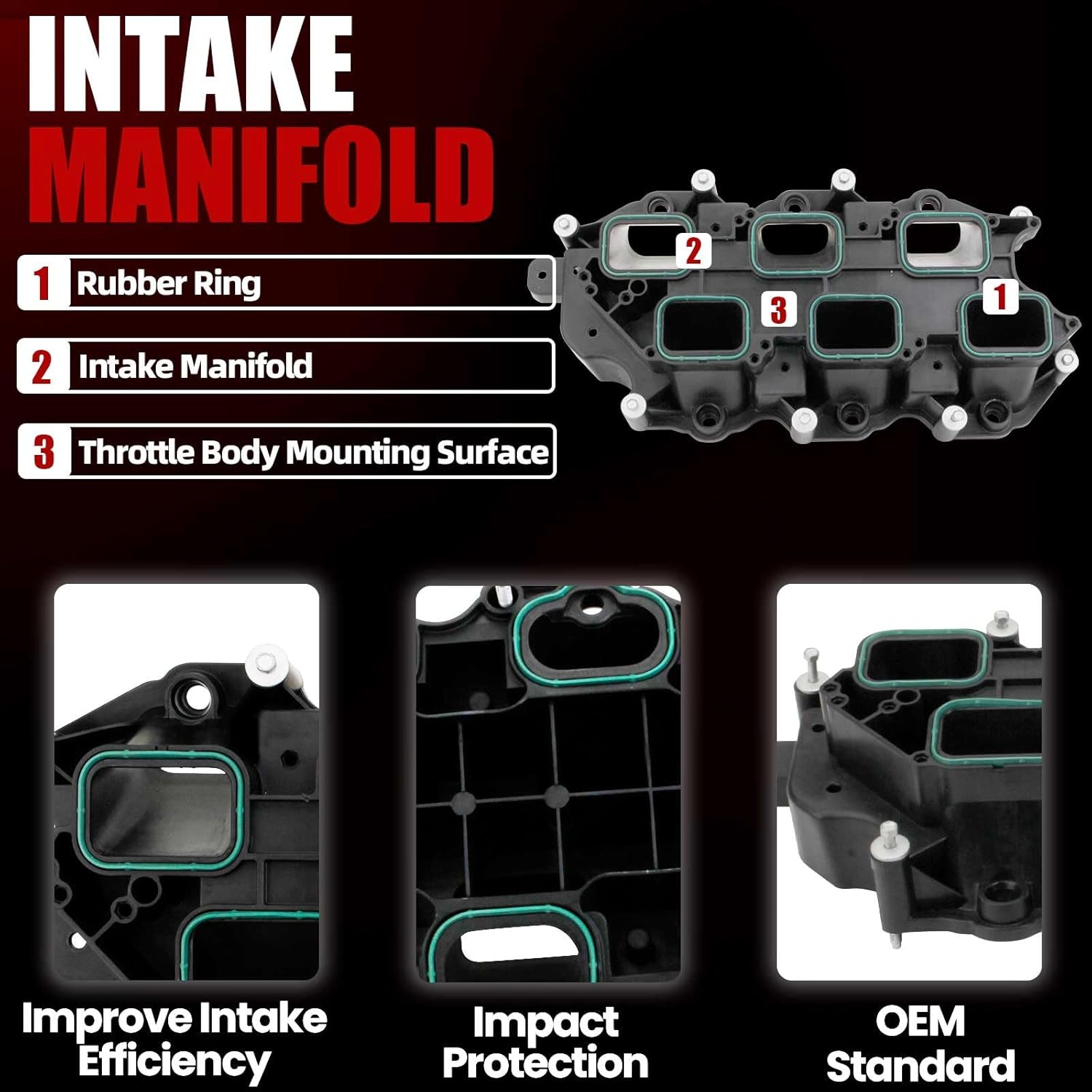 MITZONE Intake Manifold Compatible with 2016-2021 Chevy Pacifica Voyager Gladiator 2016-2021 Chevy Grand Cherokee 2018-2021 Chevy Wrangler 2016-2021 Dodge Durango 2019-2021 Ram 1500 3.6L