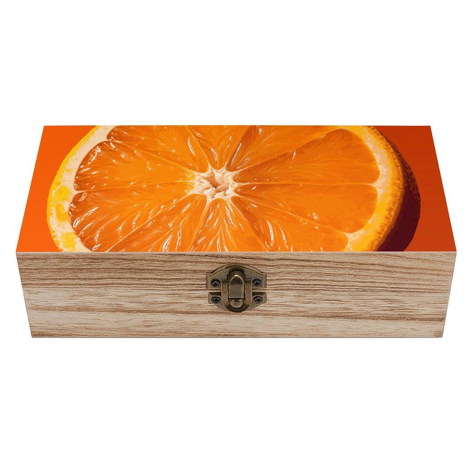 Boîte en bois orange tranche imprimée ornement souvenir créatif