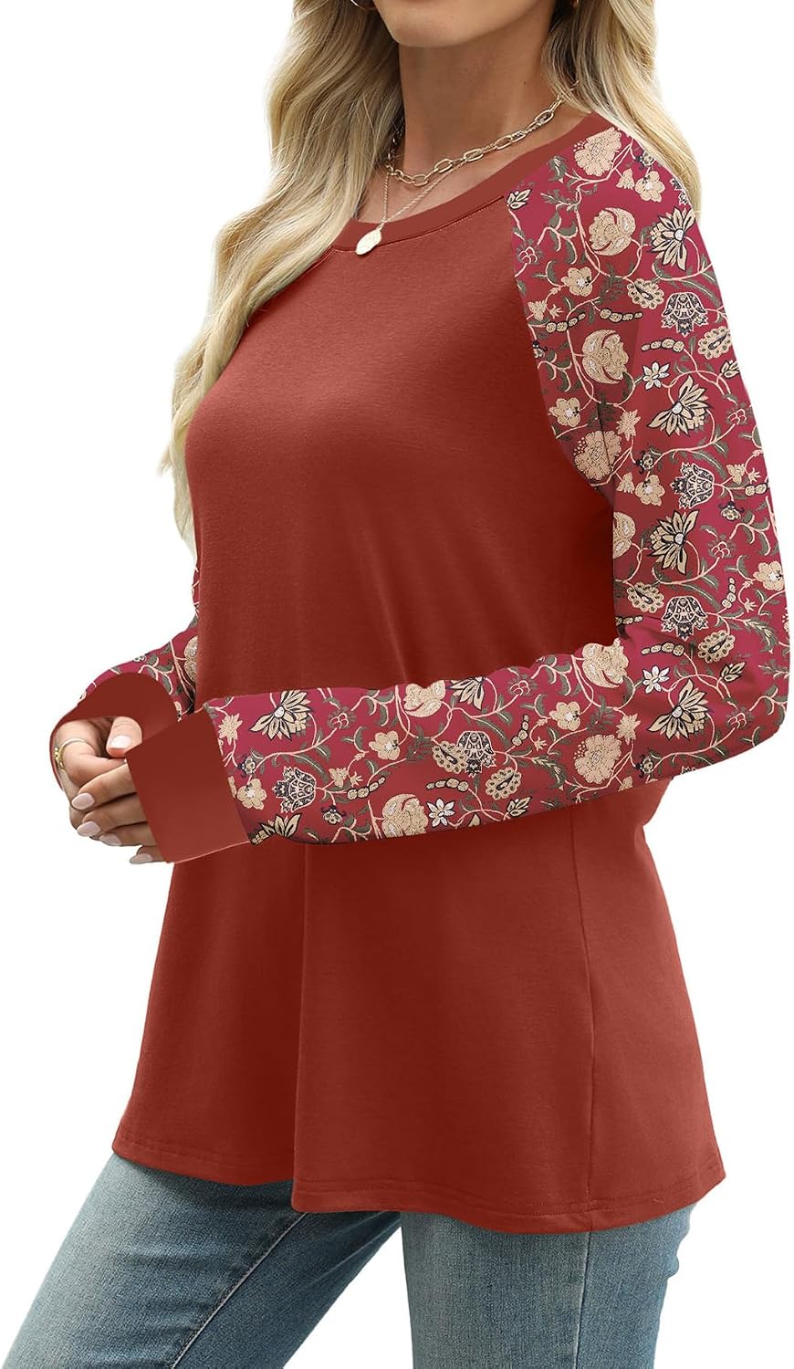 WIHOLL Long Sleeve Shirts for Women Color Block Raglan Tops Casual Crewneck Basic Tees Fall Clothes 2026 Fashion image 5