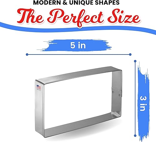 Miniatura 3 de Foose Cortador de galletas rectangular de 3 x 5 pulgadas, acero de placa de estaño, fabricado en EE. UU