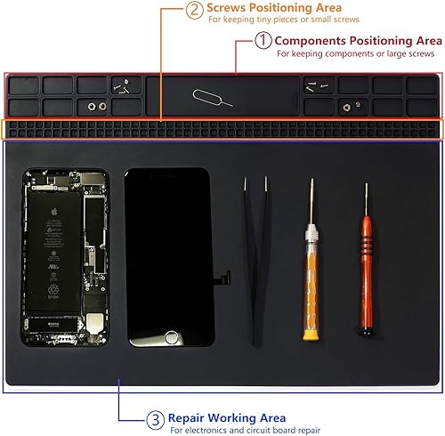 Miniatura 4 de Tapete de soldadura para reparación de electrónica de silicona premium, resistente al calor de 932 F, tapete de soldadura magnética para teléfono