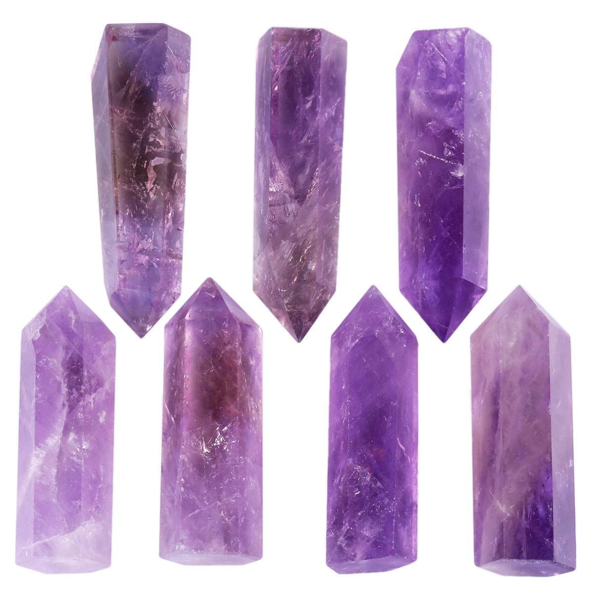 mookaitedecor Cristal de Roche,Améthyste,Quartz Rose,Fluorite Pierre Cristal Naturelle,Baguette Pointe de Cristaux Pierres Guerison