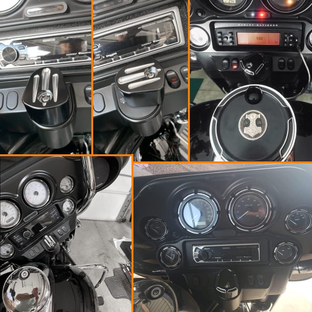 KATUR CNC Ignition Switch Cover Motorcycle CNC Accessory Edge Cut Billet Aluminum Compatible with Harley Touring Street Road Glide 2007-2013(Black)