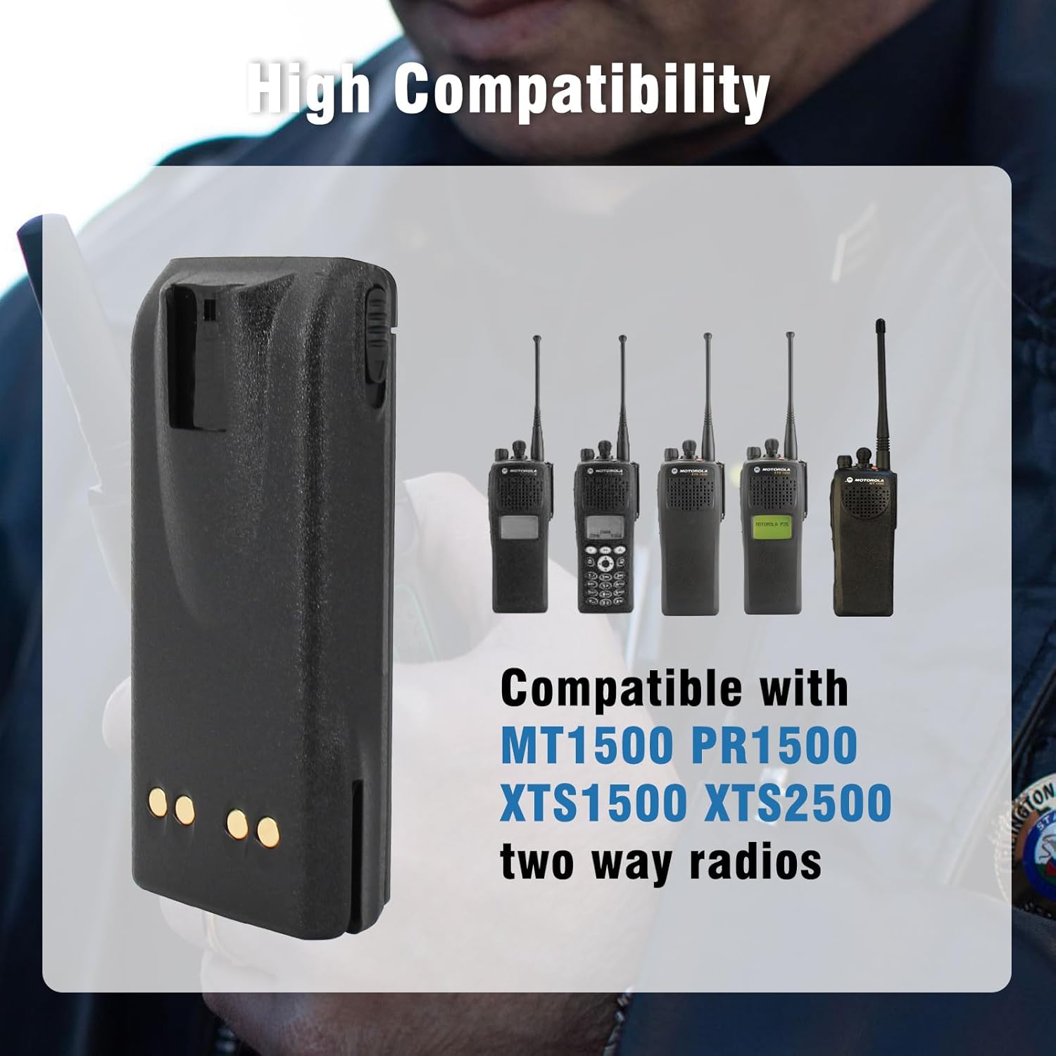 NNTN7335B 7.4V 3200mAh Li-ion Battery Compatible for Radio XTS2500 XTS1500 XTS2250 XTS2000 XTS1000 MT1500 PR1500 Replacement NTN9815 NTN9858 NTN9857C NTN9857B Battery with Belt Clip