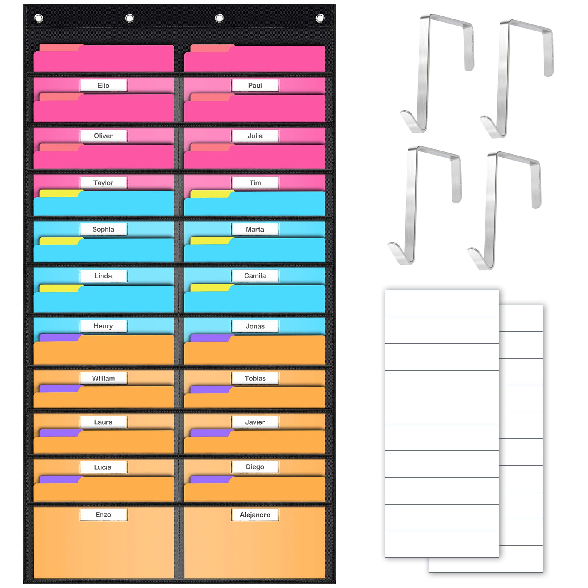 Photo 1 of ***MISSING PARTS***
Godery Clear Storage Pocket Chart for Classroom & Office with 20 Nametag Pockets, 4 Overdoor Hangers Included, Hanging Wall File Organizer for File Folders, Assignments, Files, Scrapbook Papers & More