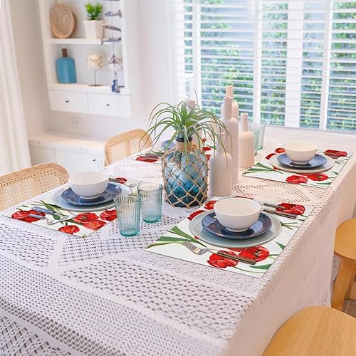 Miniatura 8 de Interesting Floral Texture Placemats Set of 4 Table Mats Washable Placemat Waterproof Place Mats for Party Home Dining Table Decor 18x12 in