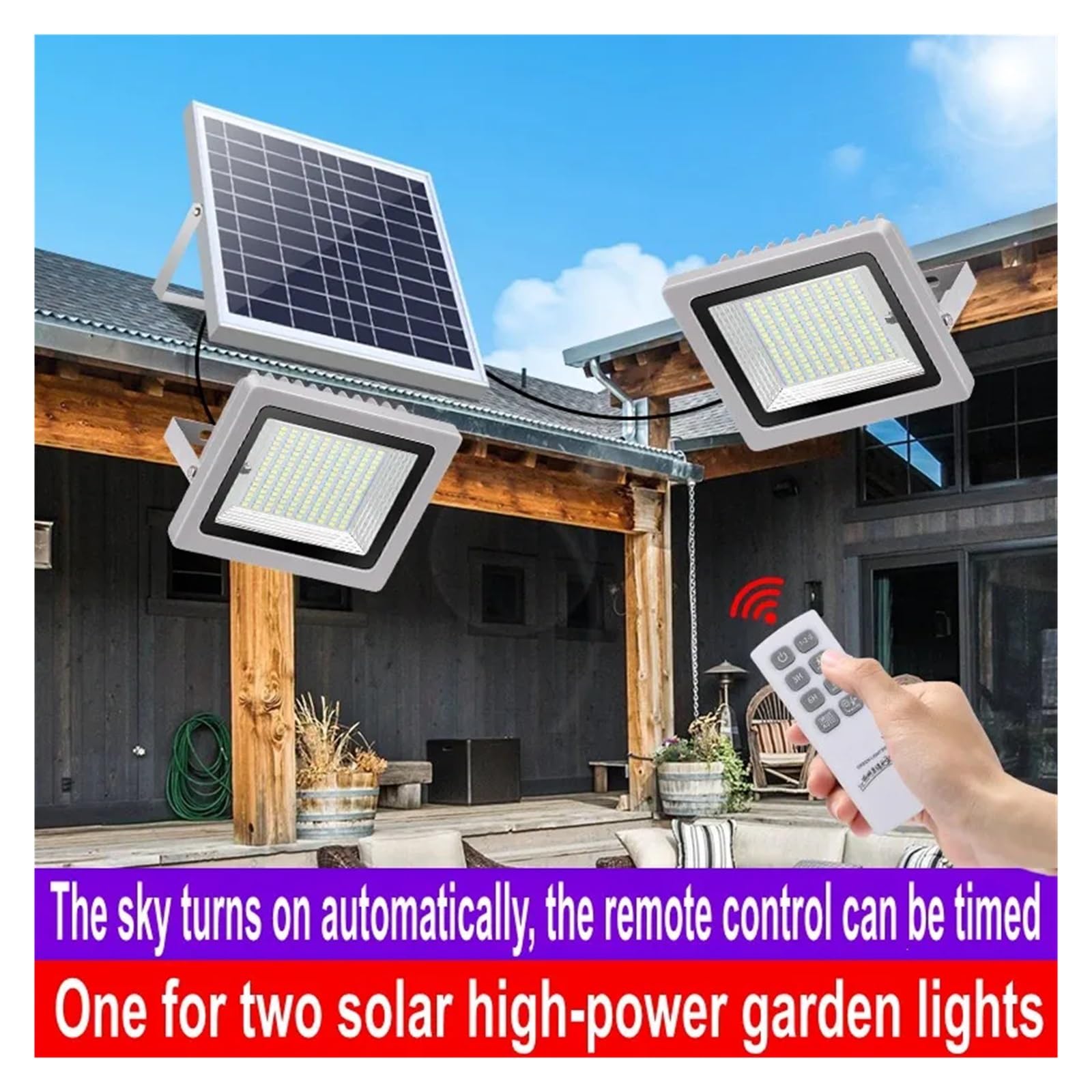 Lampa solarna zewnętrzna, Reflektory LED 120W Solar Zewnętrzny wodoodporny IP66 Światło powodziowe Oświetlenie krajobrazu ogrodu z pilotem