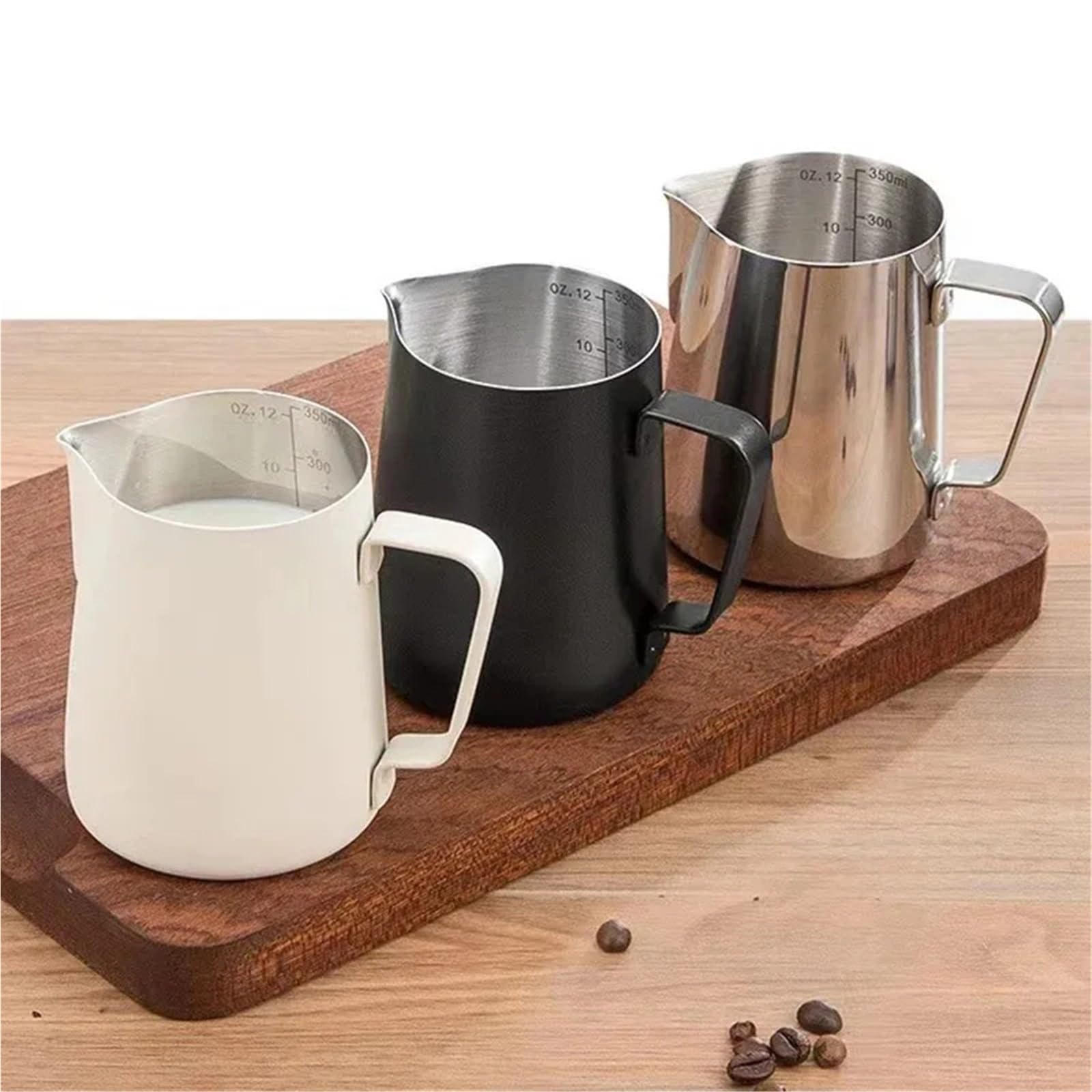 2 pz 350/600 ml In Acciaio Inox Schiuma di Latte Brocca Latte Art Tazza Lungo Arrotondato Beccuccio Montalatte Brocca Cafe Uso Ufficio(Silver-350ML)