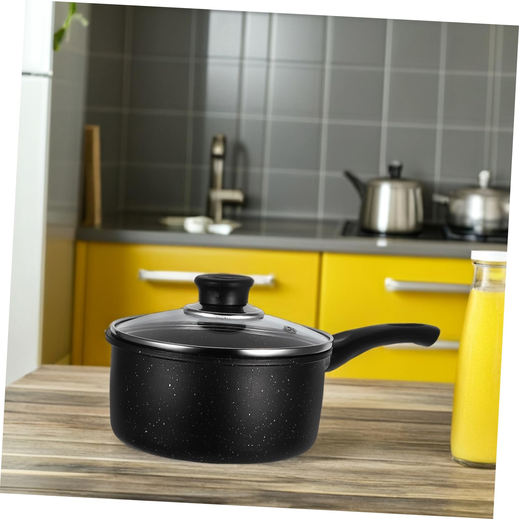 POPETPOP Piccola Casseruola Antiaderente in Maifanstone, Piccola Pentola Nera Multifunzione e Leggera per Cucina, per Latte e Salse
