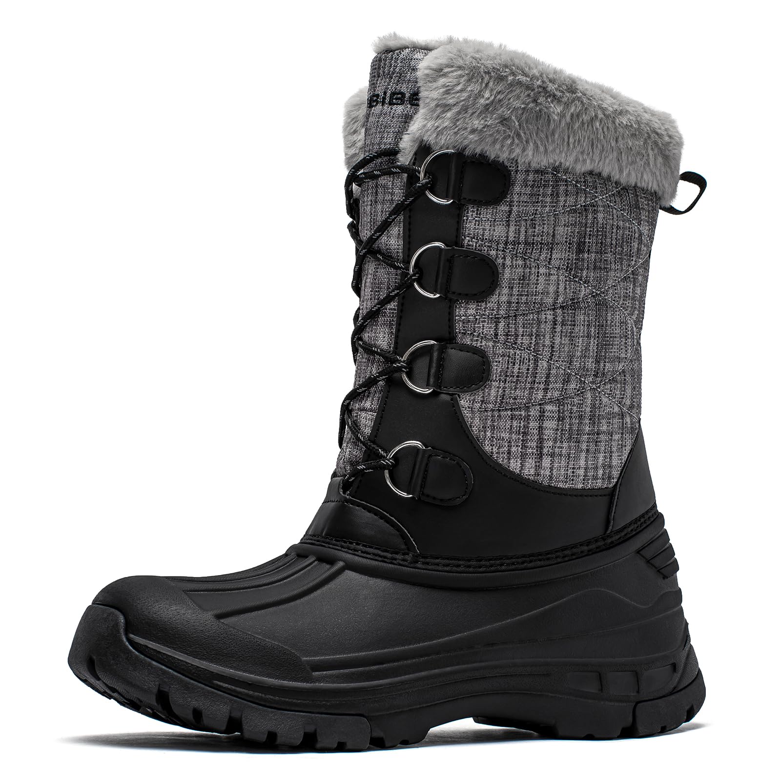 HOBIBEAR Women's Winter Snow Boots Outdoor Waterproof Mid Calf Boots for Women with Warm Faux Fur Lined