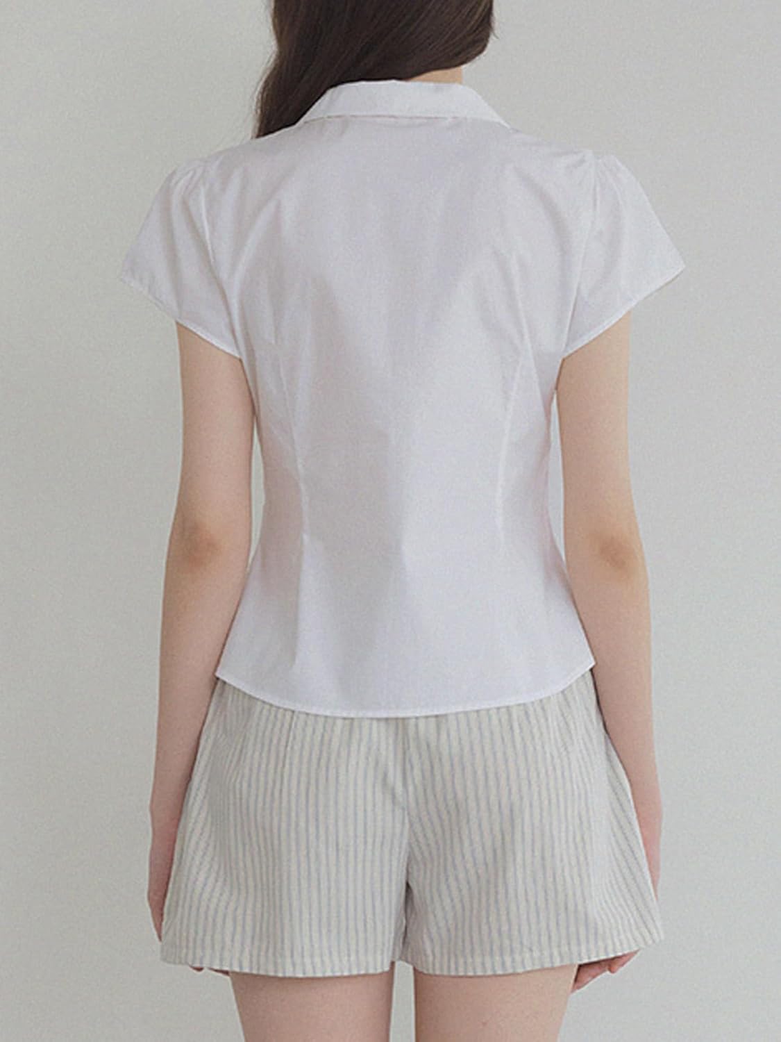 SUNNOW Women's Short Sleeve Button Down Shirt, Mini Round Collar Blouse, Regular Fit Basic Top for Casual & Office Wear - Image 5