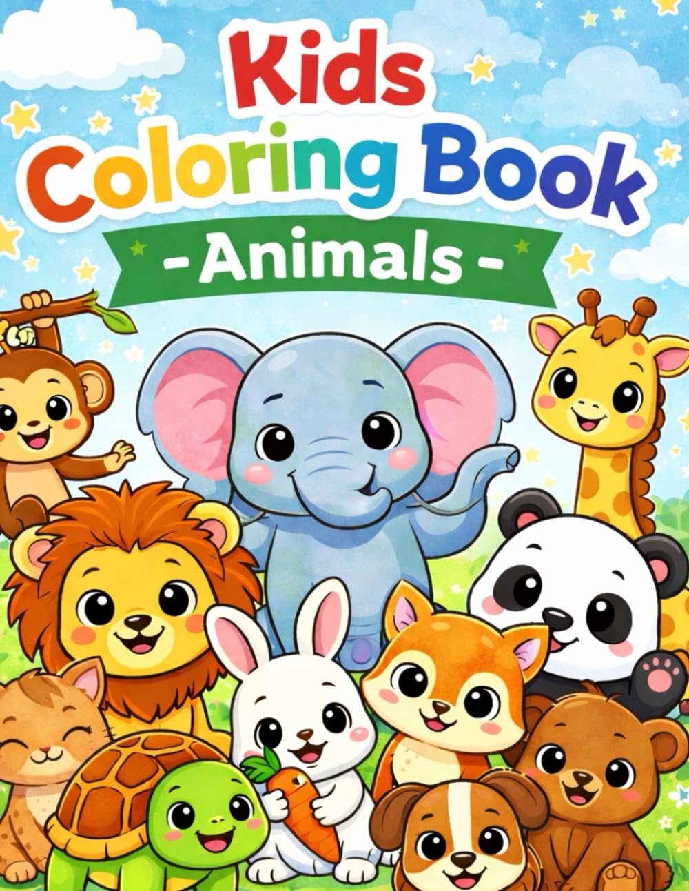 Animals: A Fun Colouring Book for Kids Aged 3 to 8.