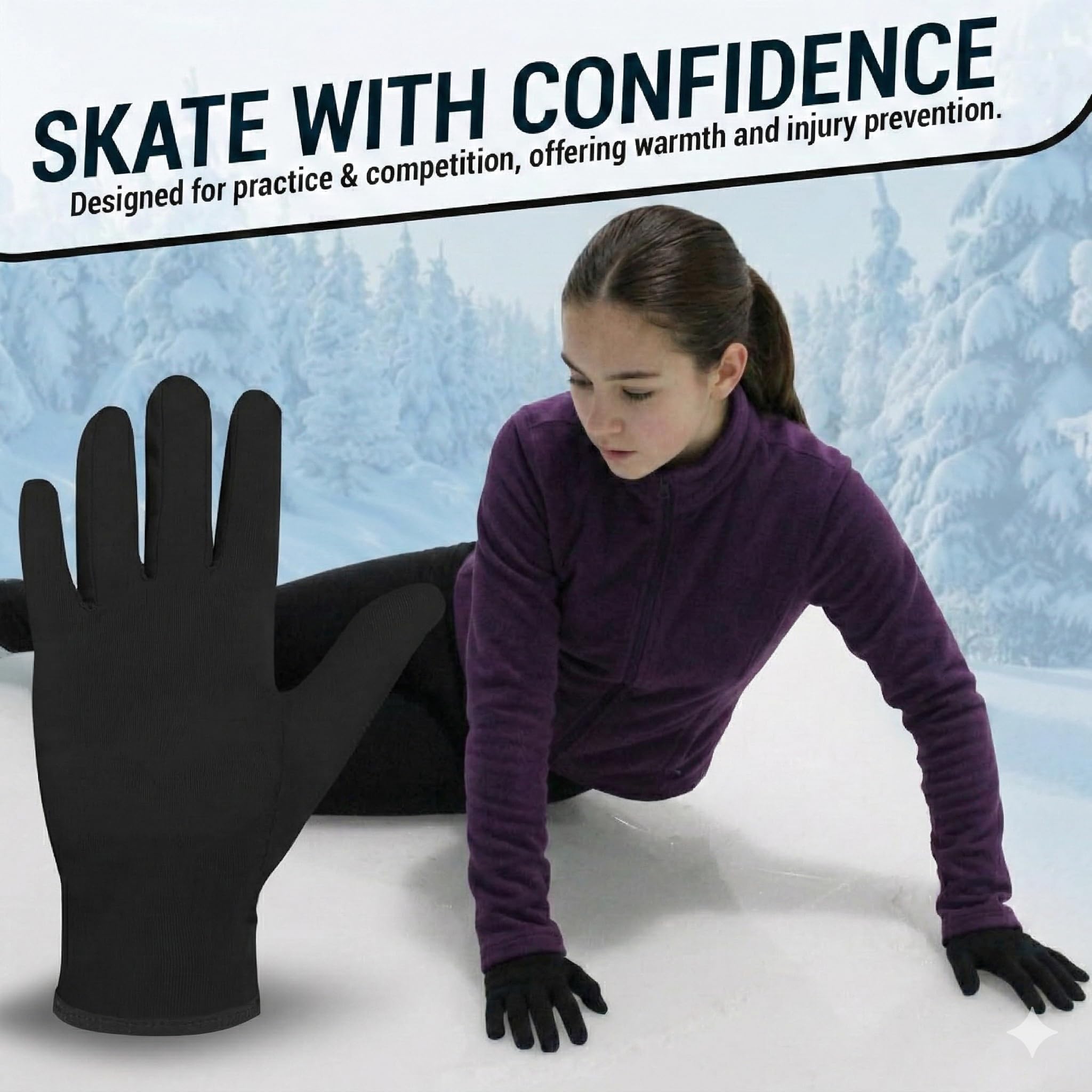 Kami-So Patinaje artístico sobre hielo guantes de competición y práctica con Gel Muñeca Protección - negro -